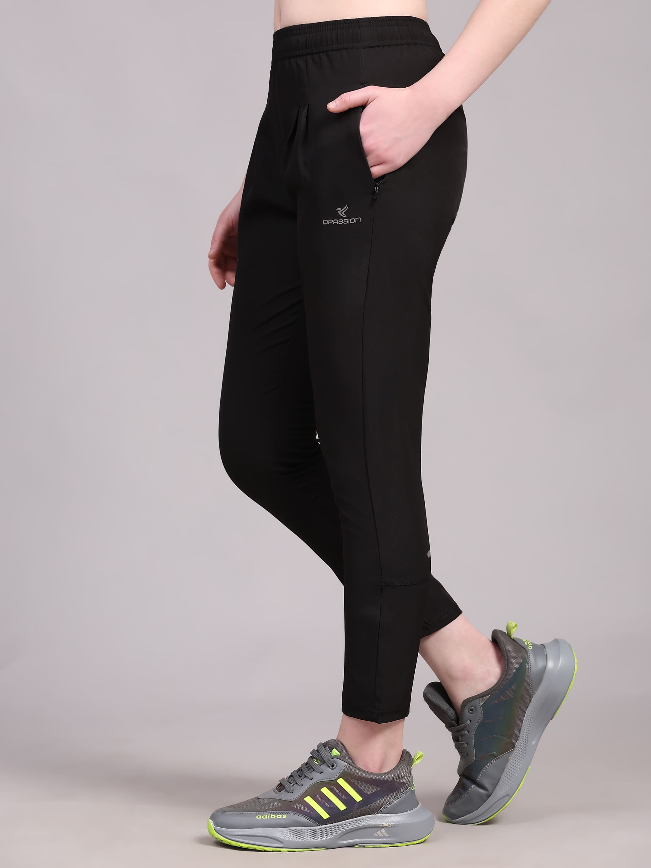 Dpassion Women Black Slim Fit Training Pants Activewear - Dpassion