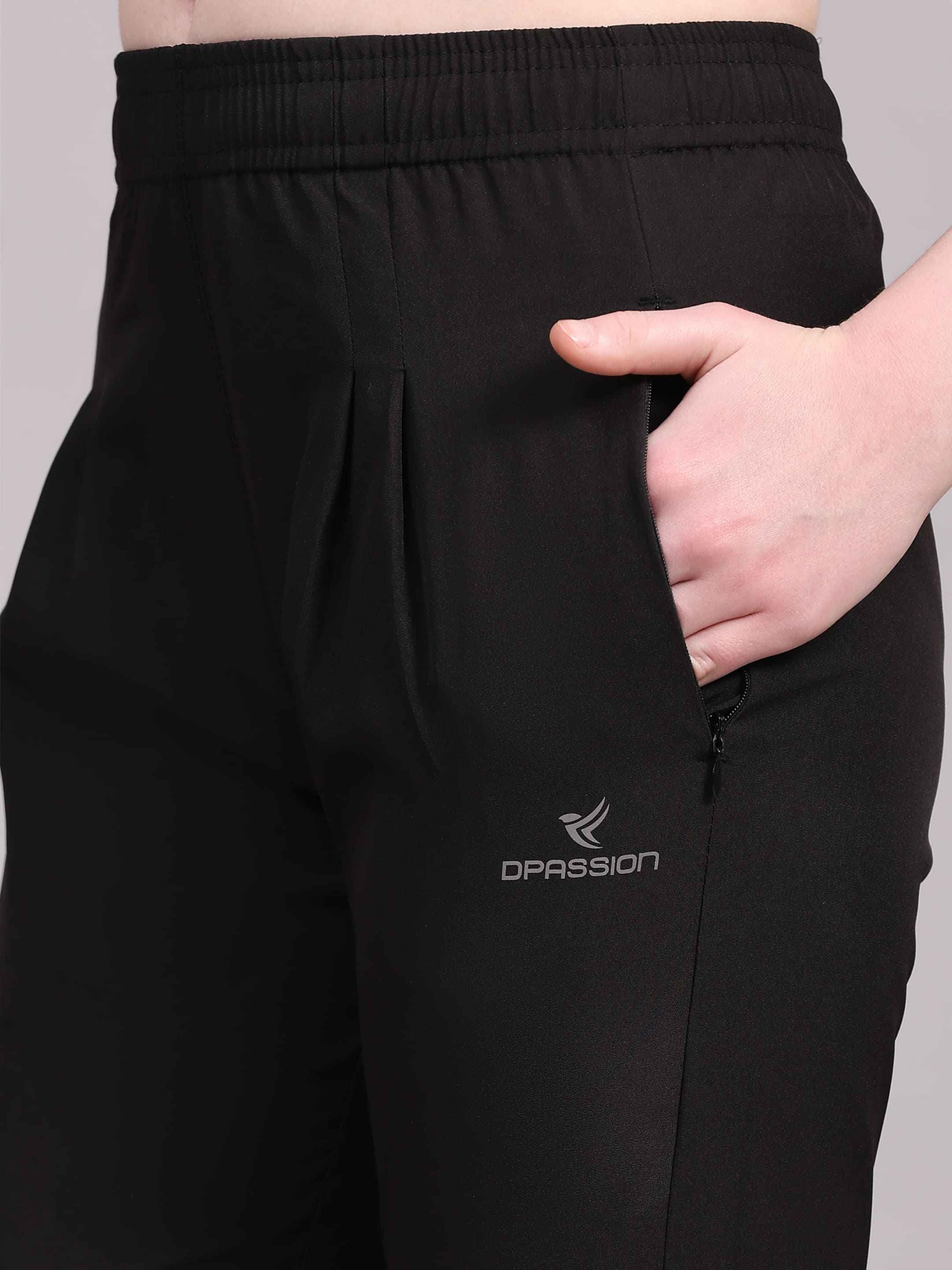 Dpassion Women Black Slim Fit Training Pants Activewear