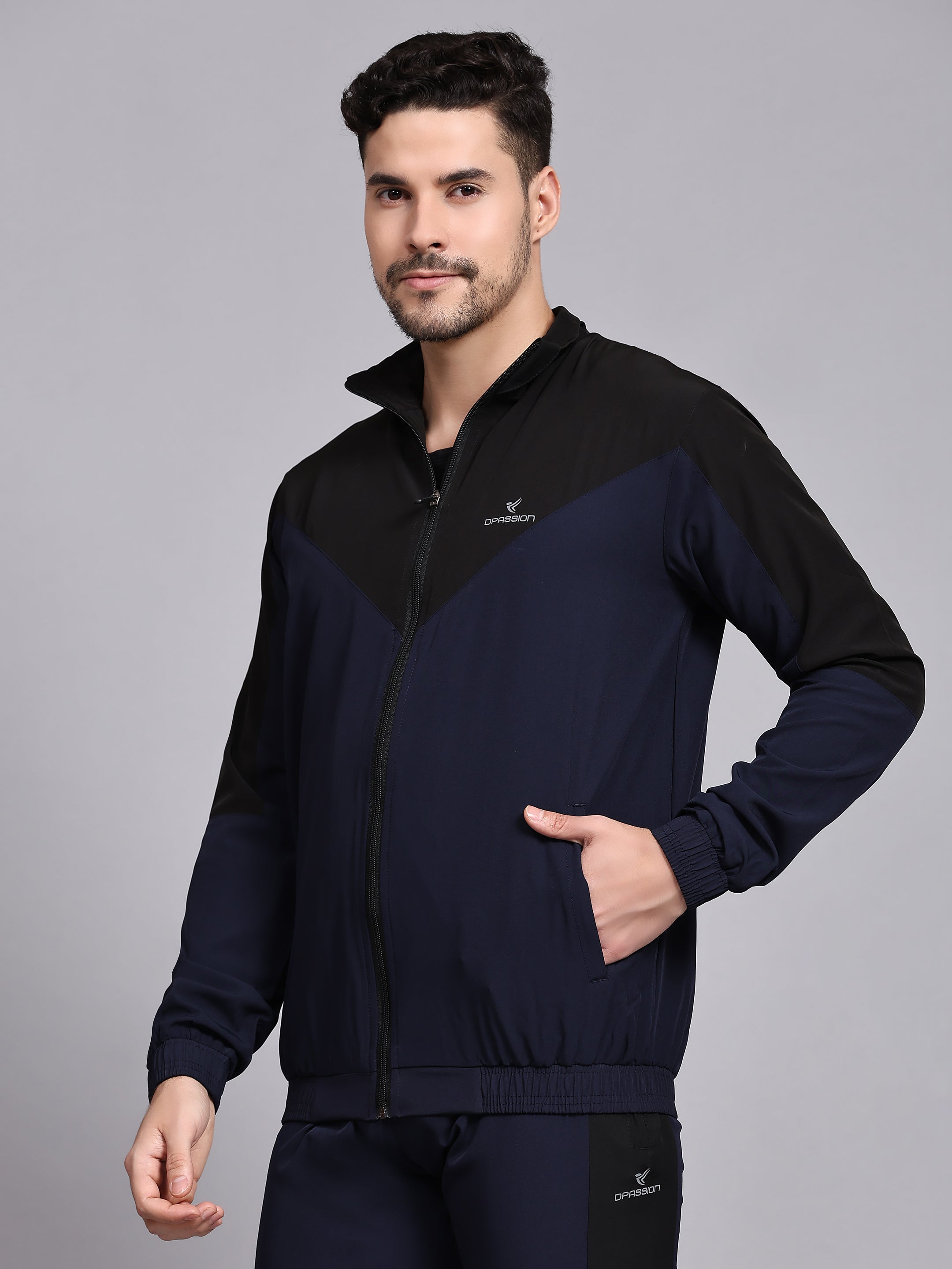 Dpassion Men Dual Tone Training Jacket Navy Black Sportswear - Dpassion