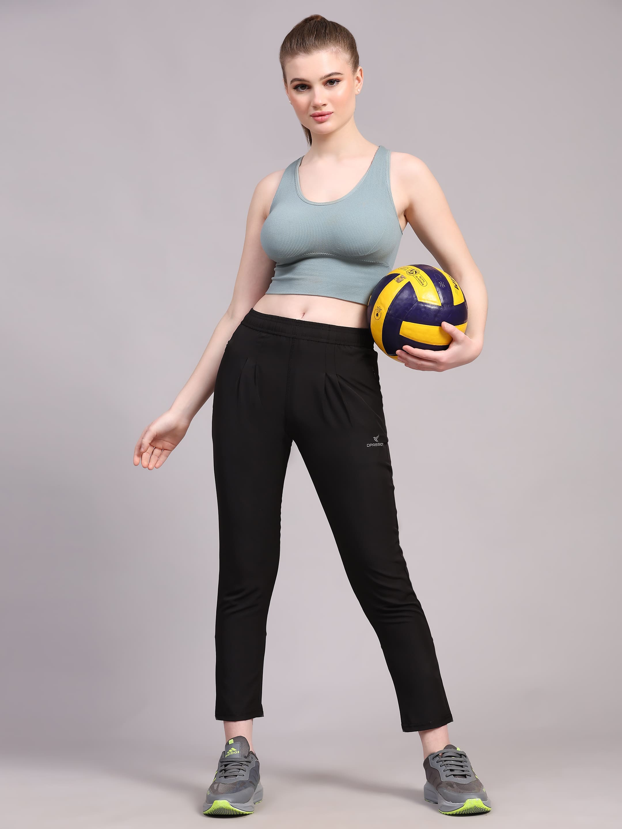 Dpassion Women Black Slim Fit Training Pants Activewear - Dpassion