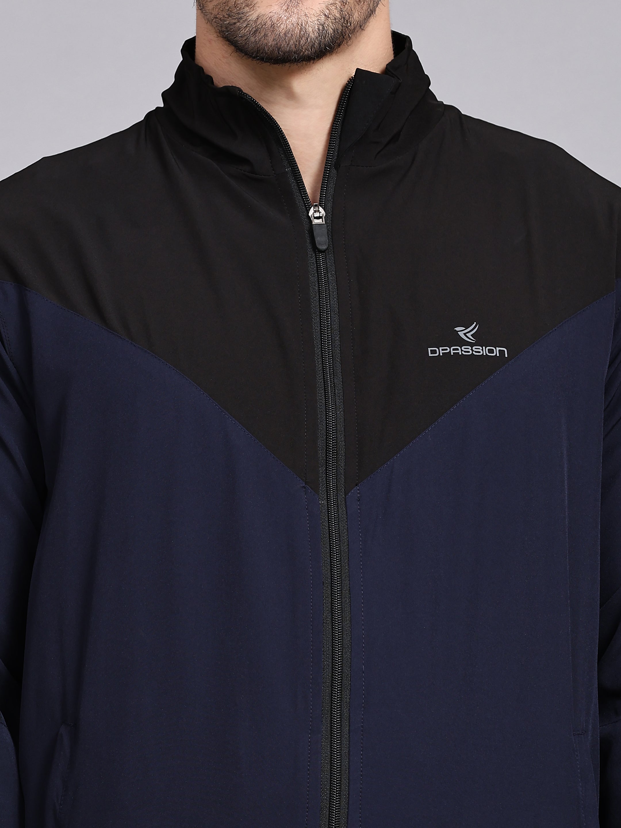 Dpassion Men Dual Tone Training Jacket Navy Black Sportswear - Dpassion