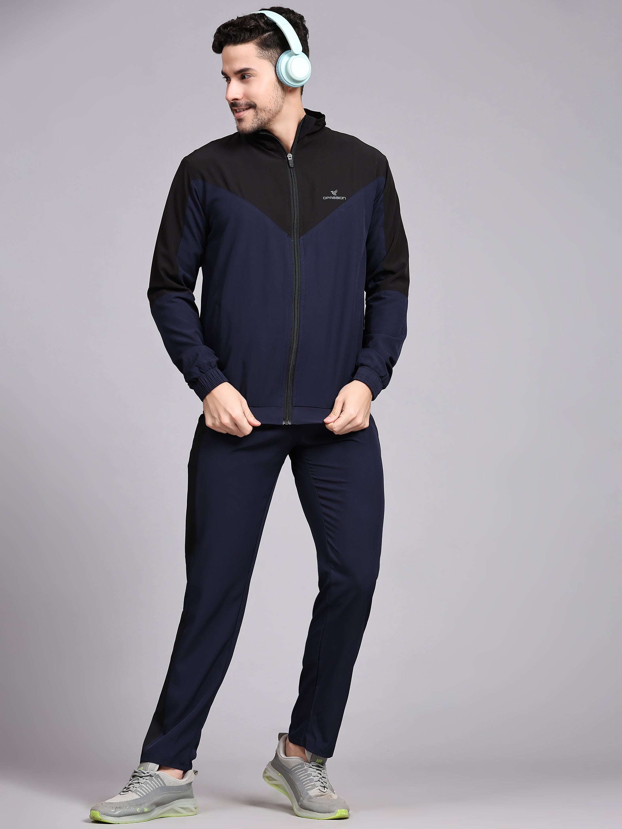 Dpassion Men Dual Tone Training Jacket Navy Black Sportswear - Dpassion