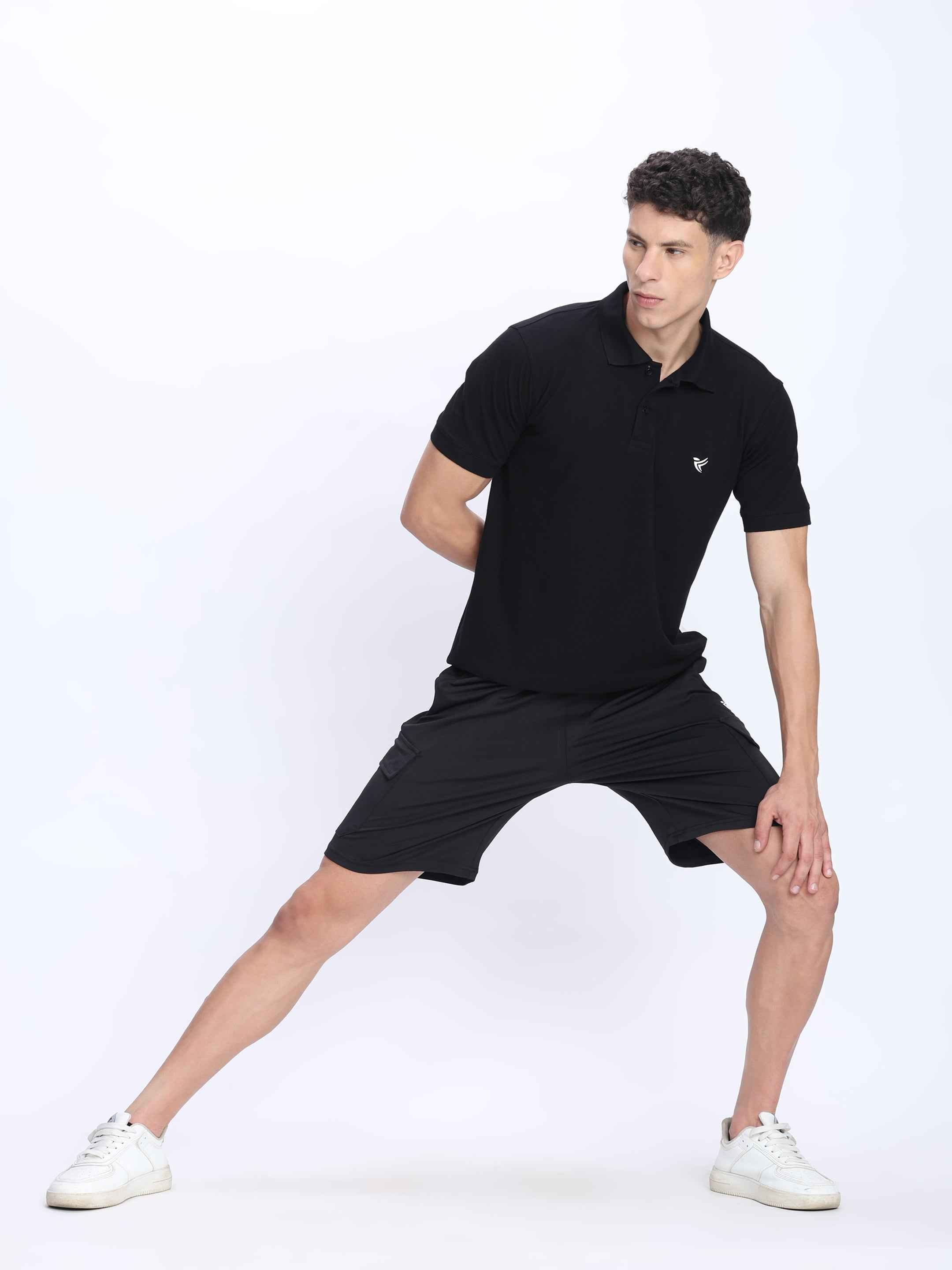 Dpassion Black Cargo Training Shorts for Men Performance Activewear