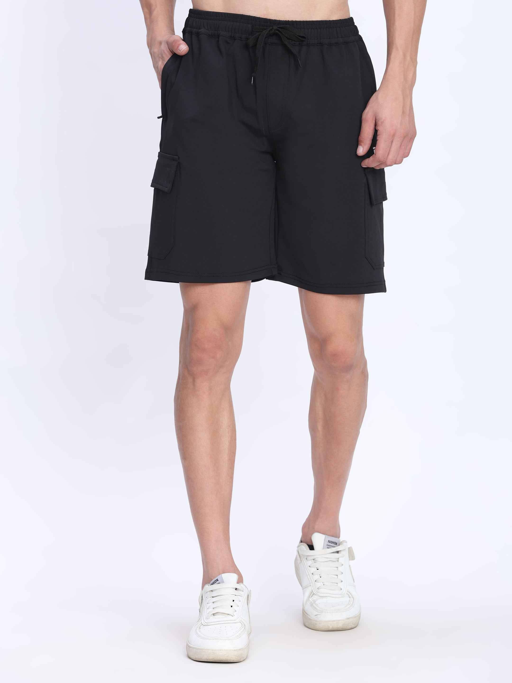 Dpassion Black Cargo Training Shorts for Men Performance Activewear