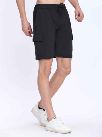 Dpassion Black Cargo Training Shorts for Men Performance Activewear