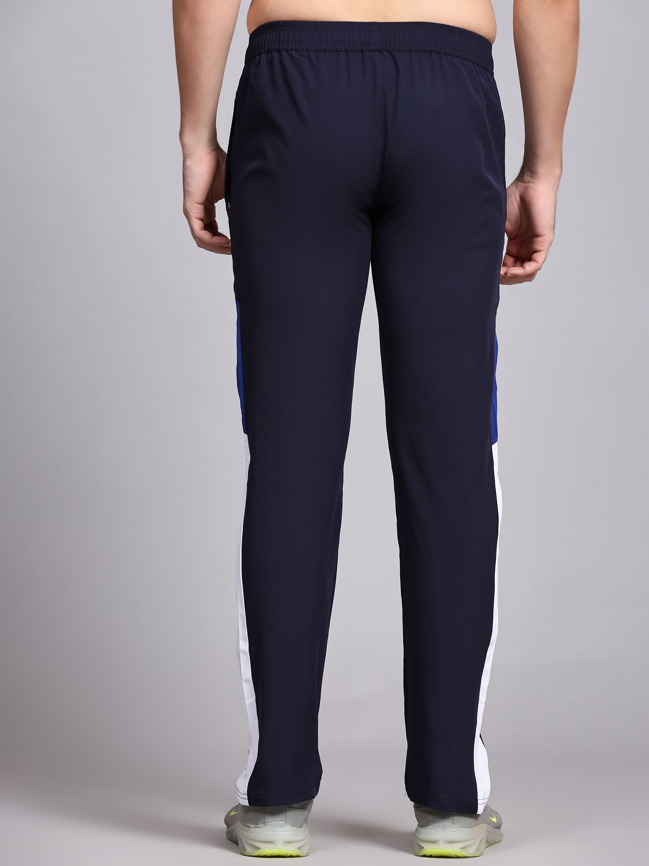Dpassion Men Navy Colorblock Track Pants Slim Fit Gym Running Activewear - Dpassion