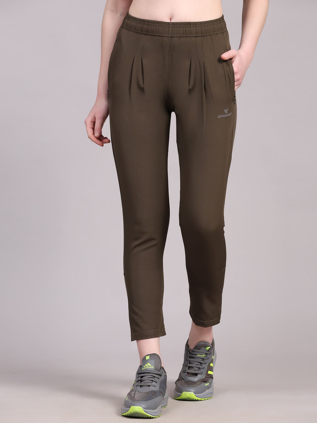 Dpassion Women Olive SculptFit Performance Pants with Zip Pockets - Dpassion