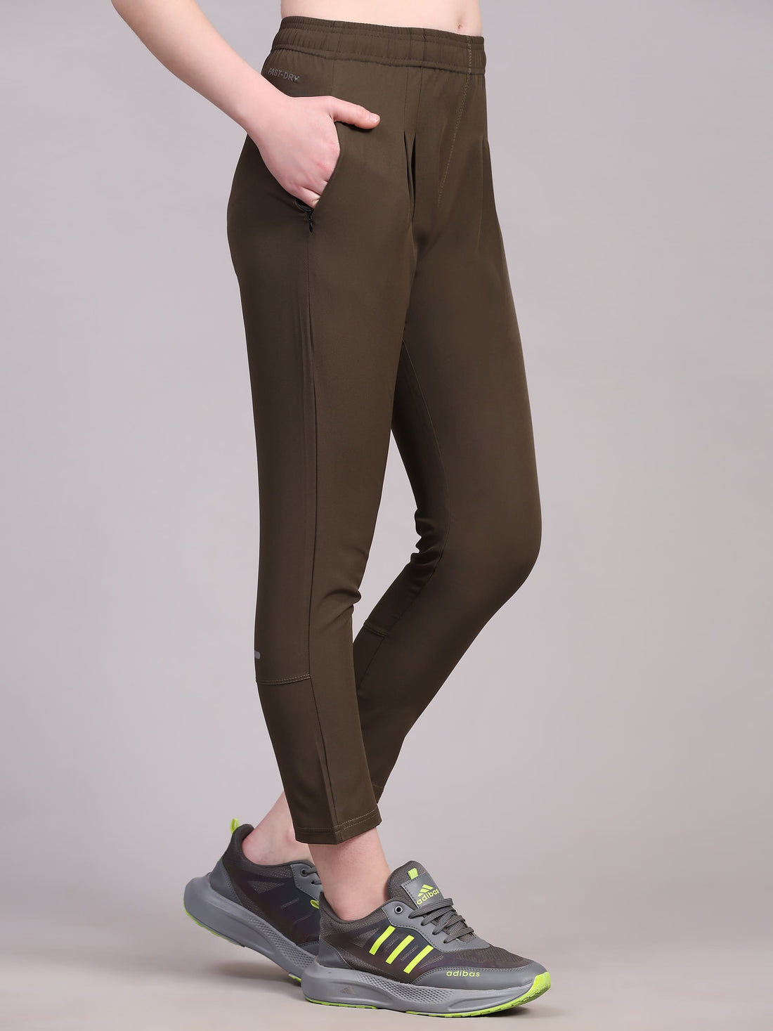 Dpassion Women Olive SculptFit Performance Pants with Zip Pockets - Dpassion