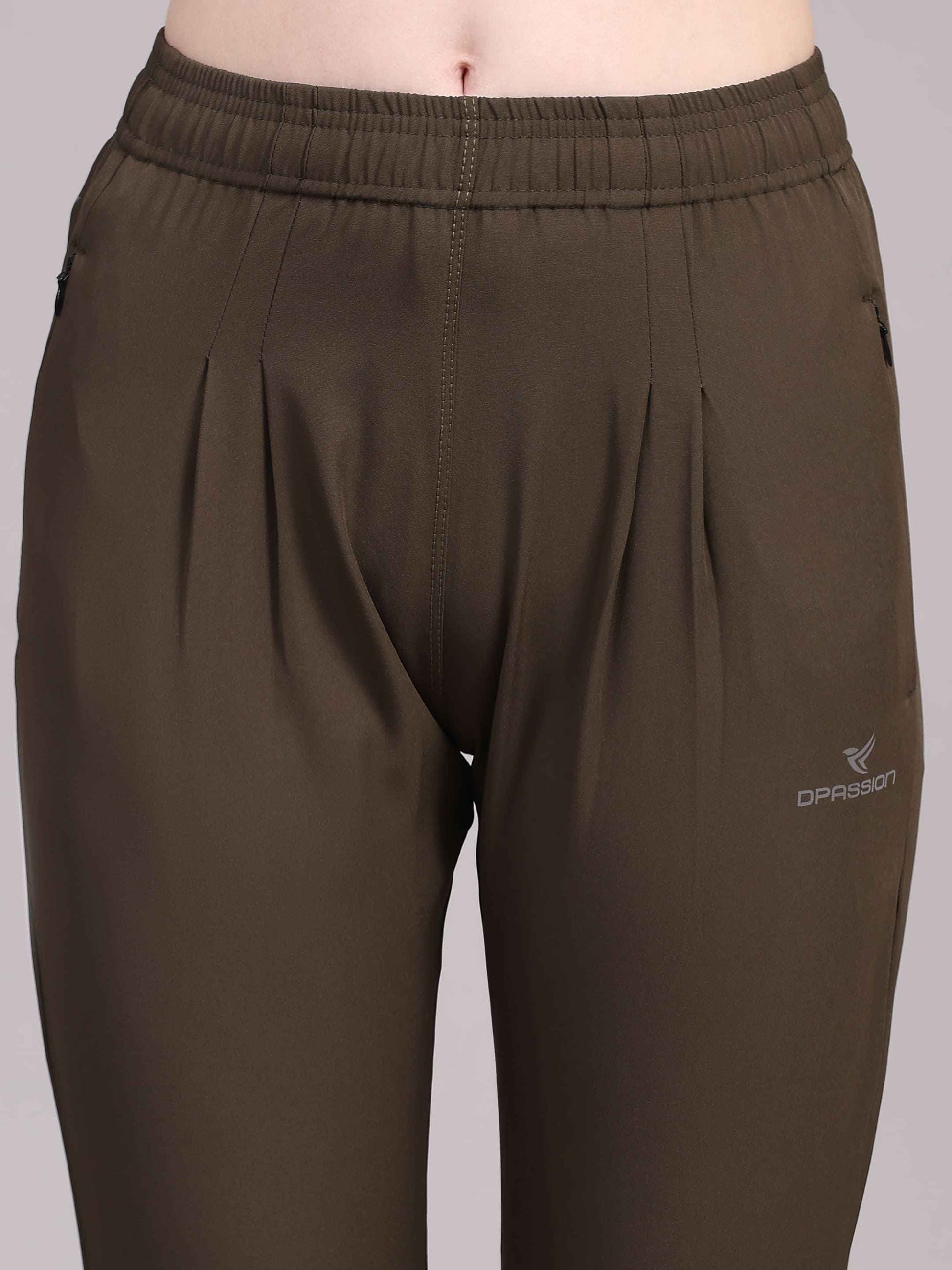 Dpassion Women Olive SculptFit Performance Pants with Zip Pockets