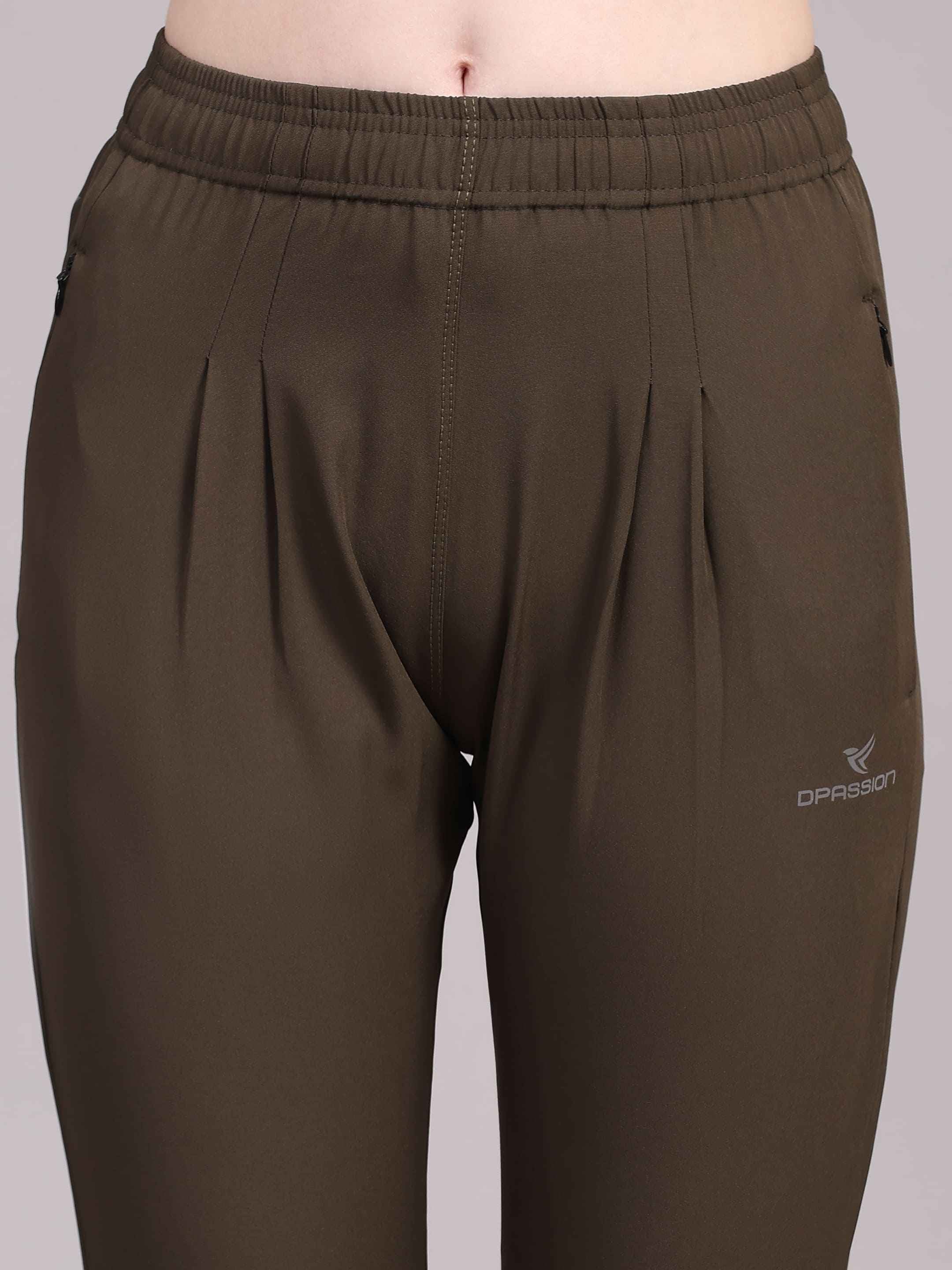 Dpassion Women Olive SculptFit Performance Pants with Zip Pockets