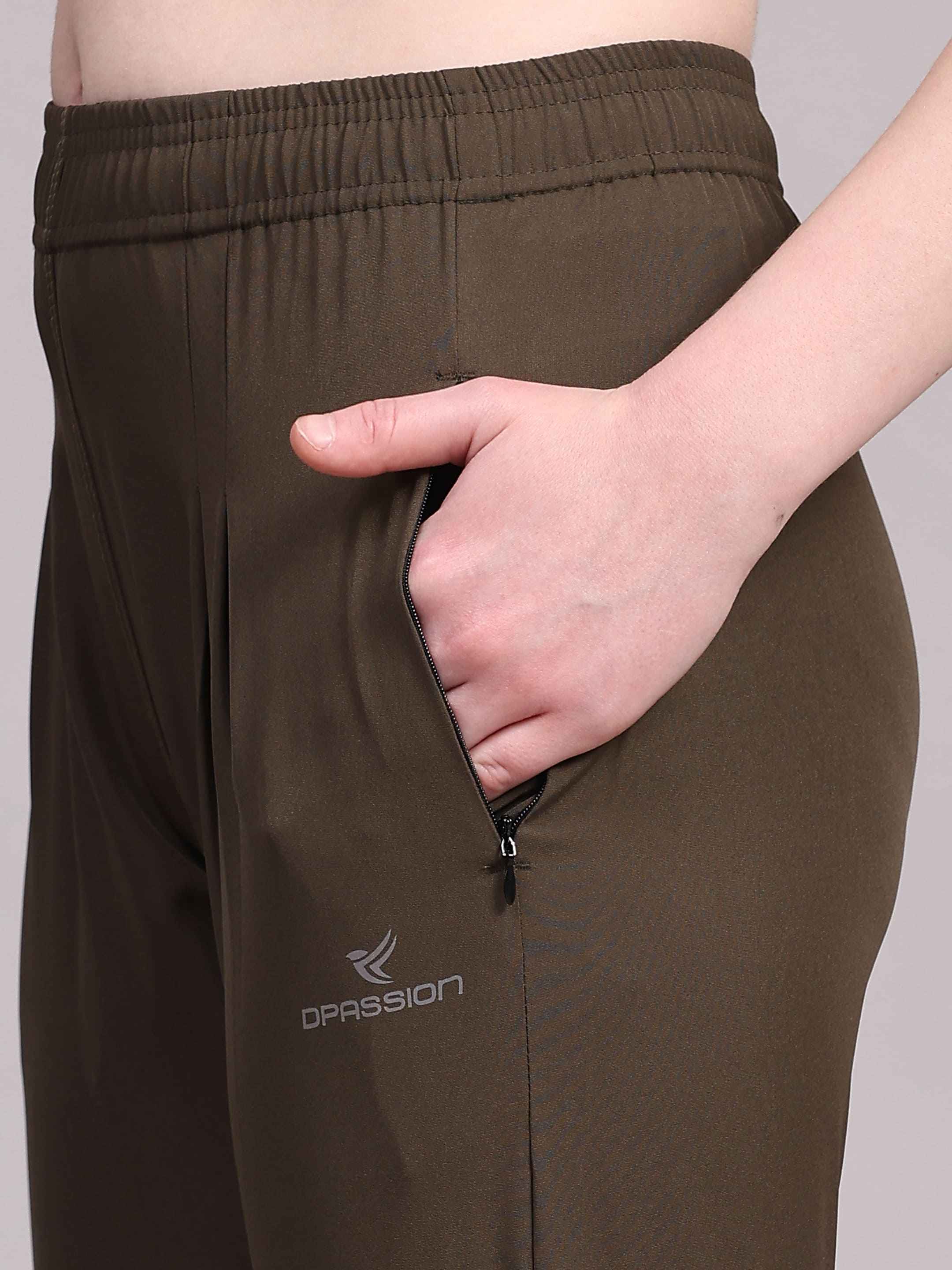 Dpassion Women Olive SculptFit Performance Pants with Zip Pockets