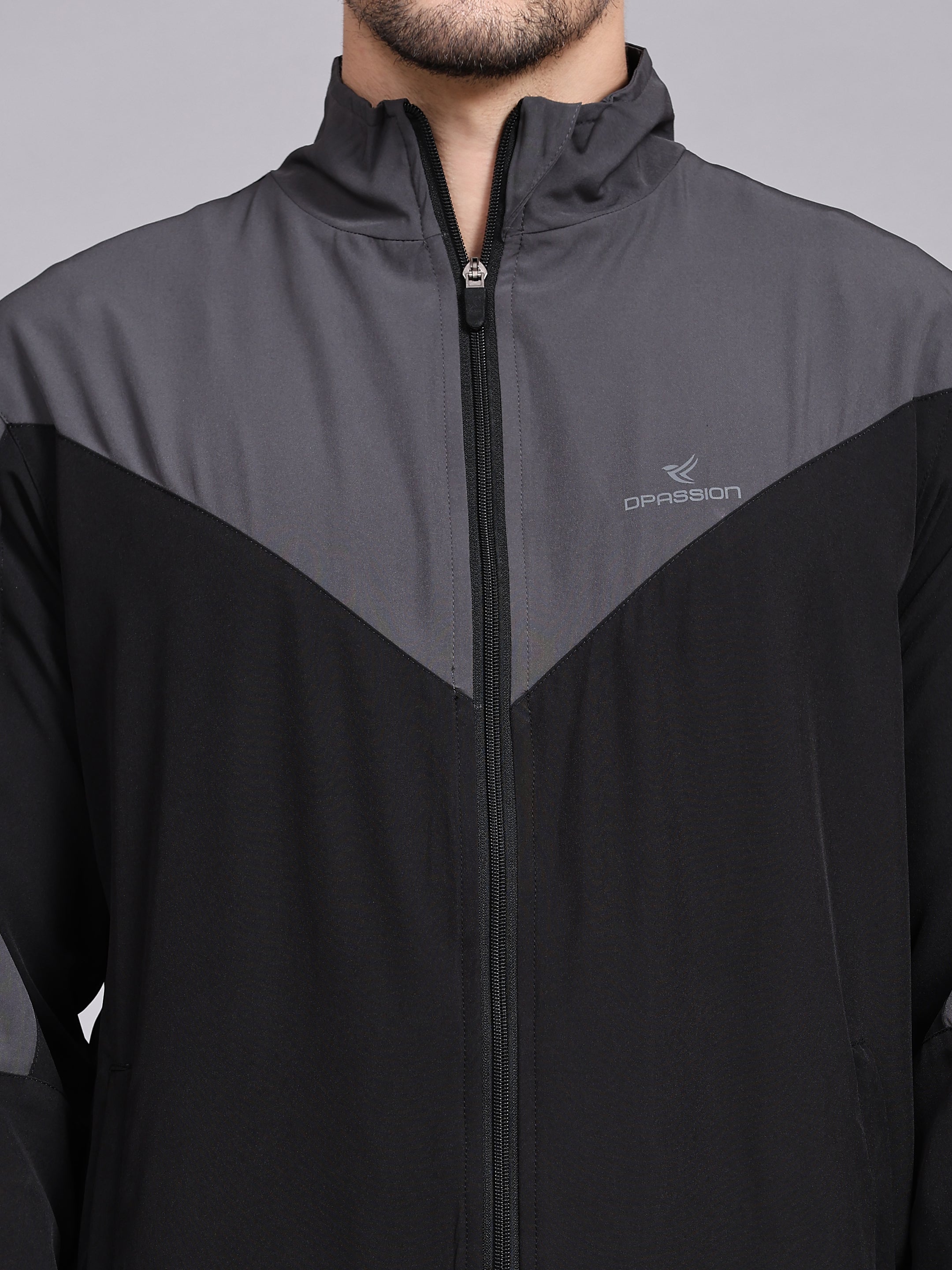 Dpassion Men Dual Tone Training Jacket Black Grey Sportswear - Dpassion