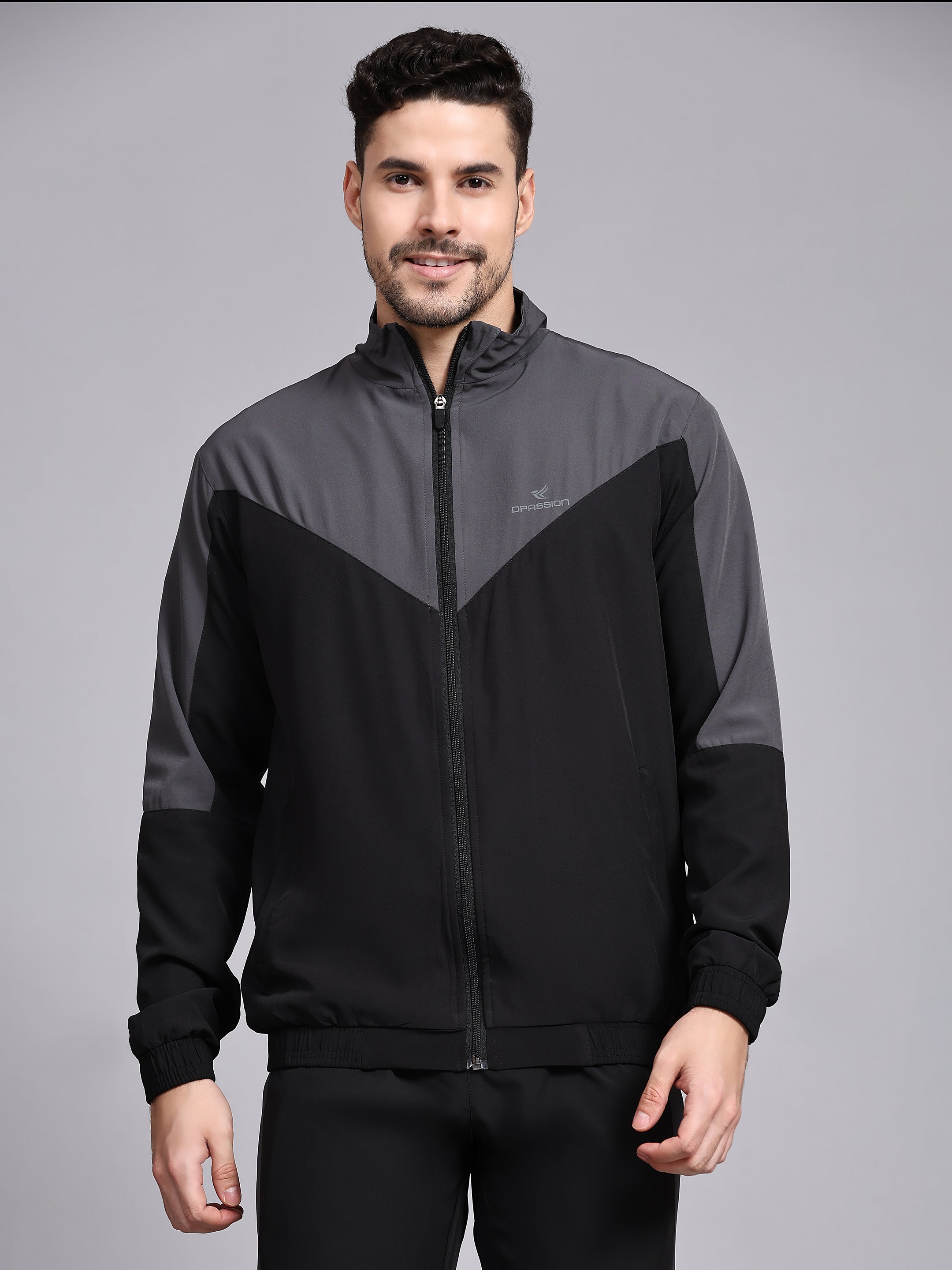 Dpassion Men Dual Tone Training Jacket Black Grey Sportswear - Dpassion