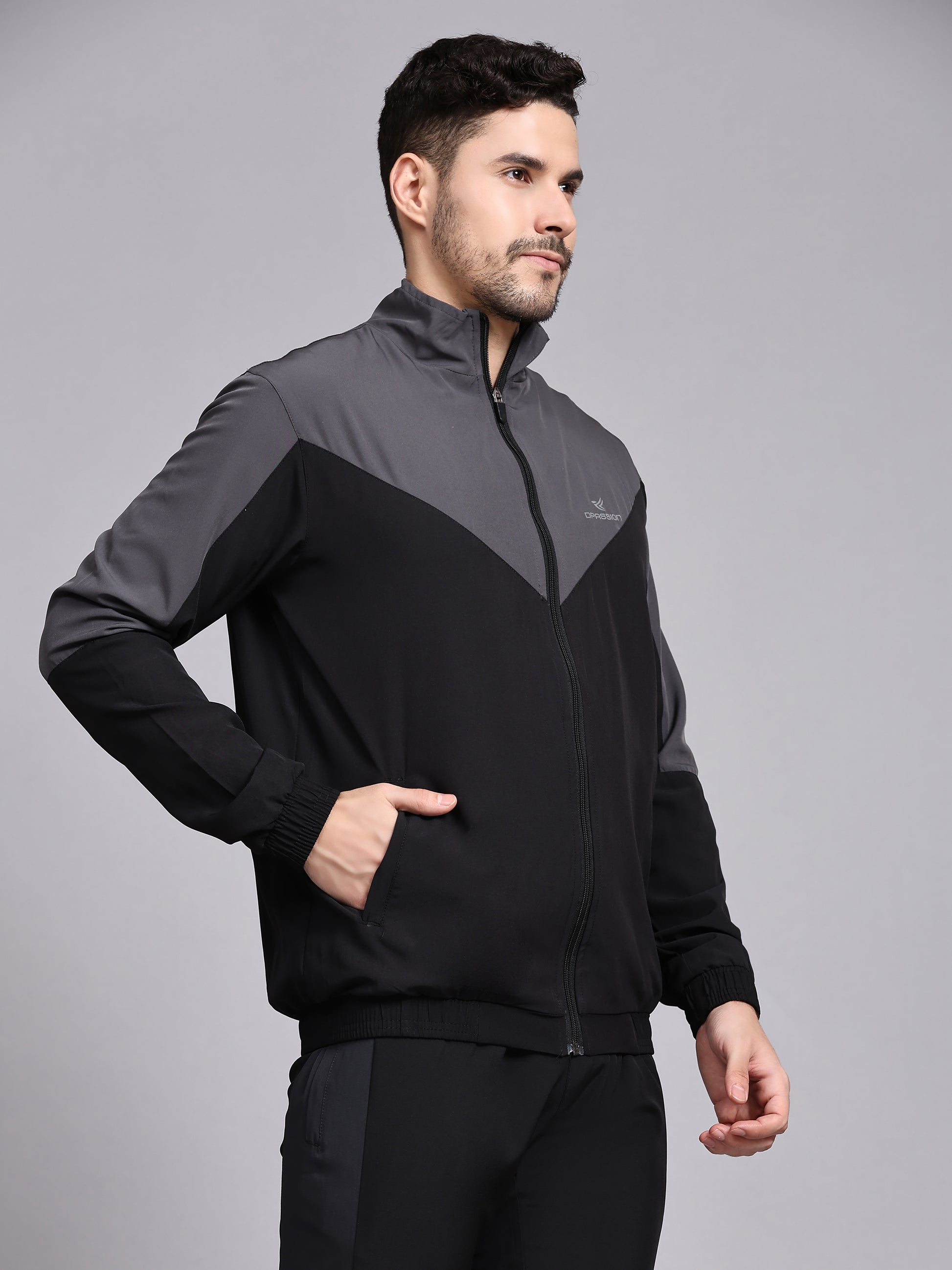 Dpassion Men Dual Tone Training Jacket Black Grey Sportswear - Dpassion