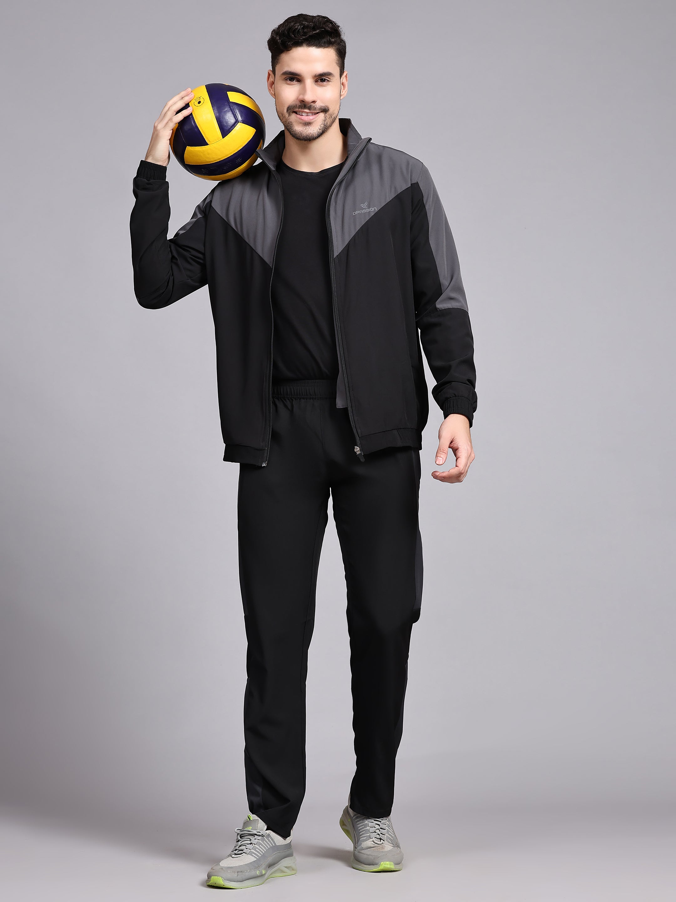 Dpassion Men Dual Tone Training Jacket Black Grey Sportswear - Dpassion