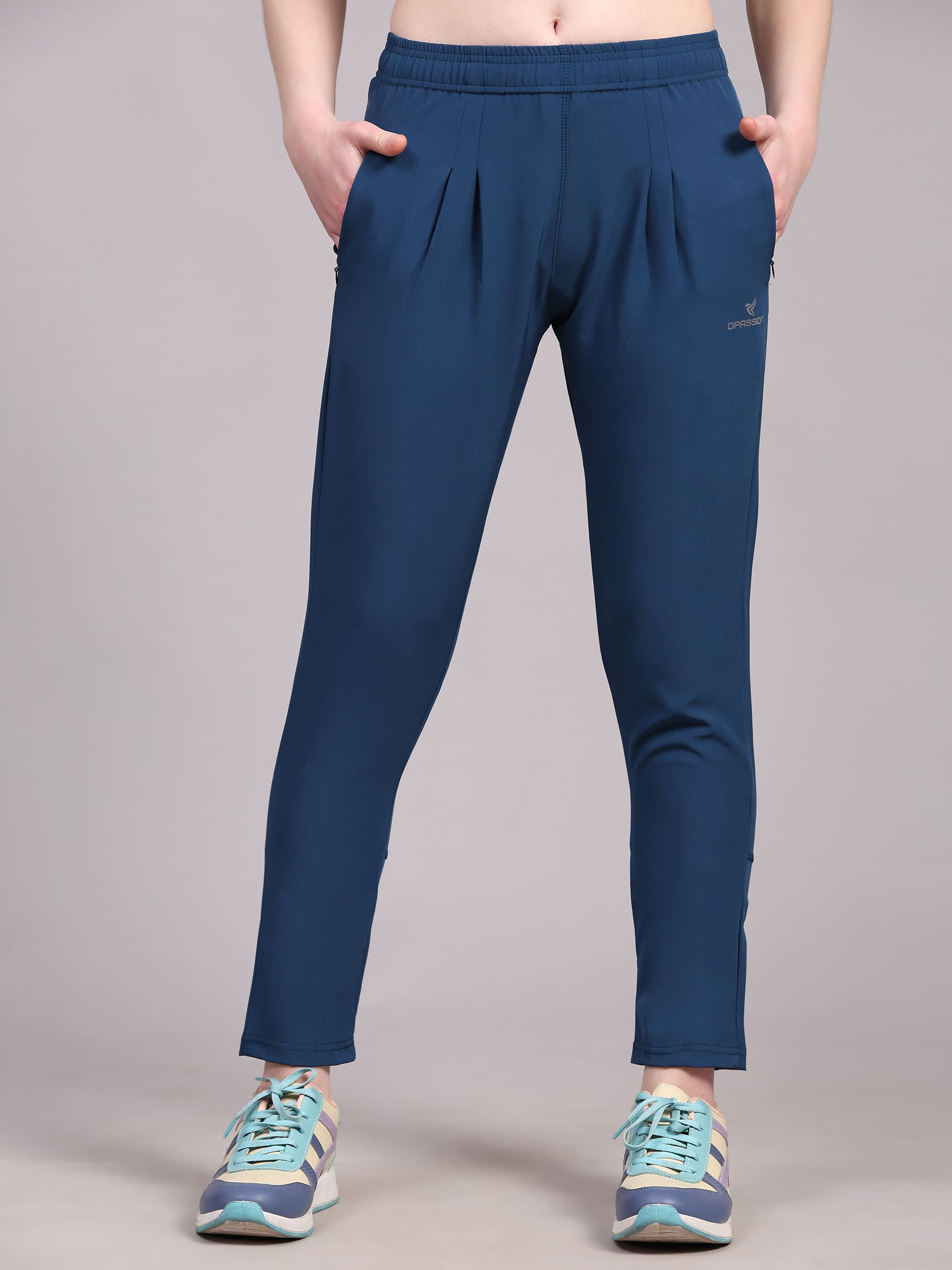 Dpassion Women Blue Slim Fit Training Pants Premium Activewear - Dpassion