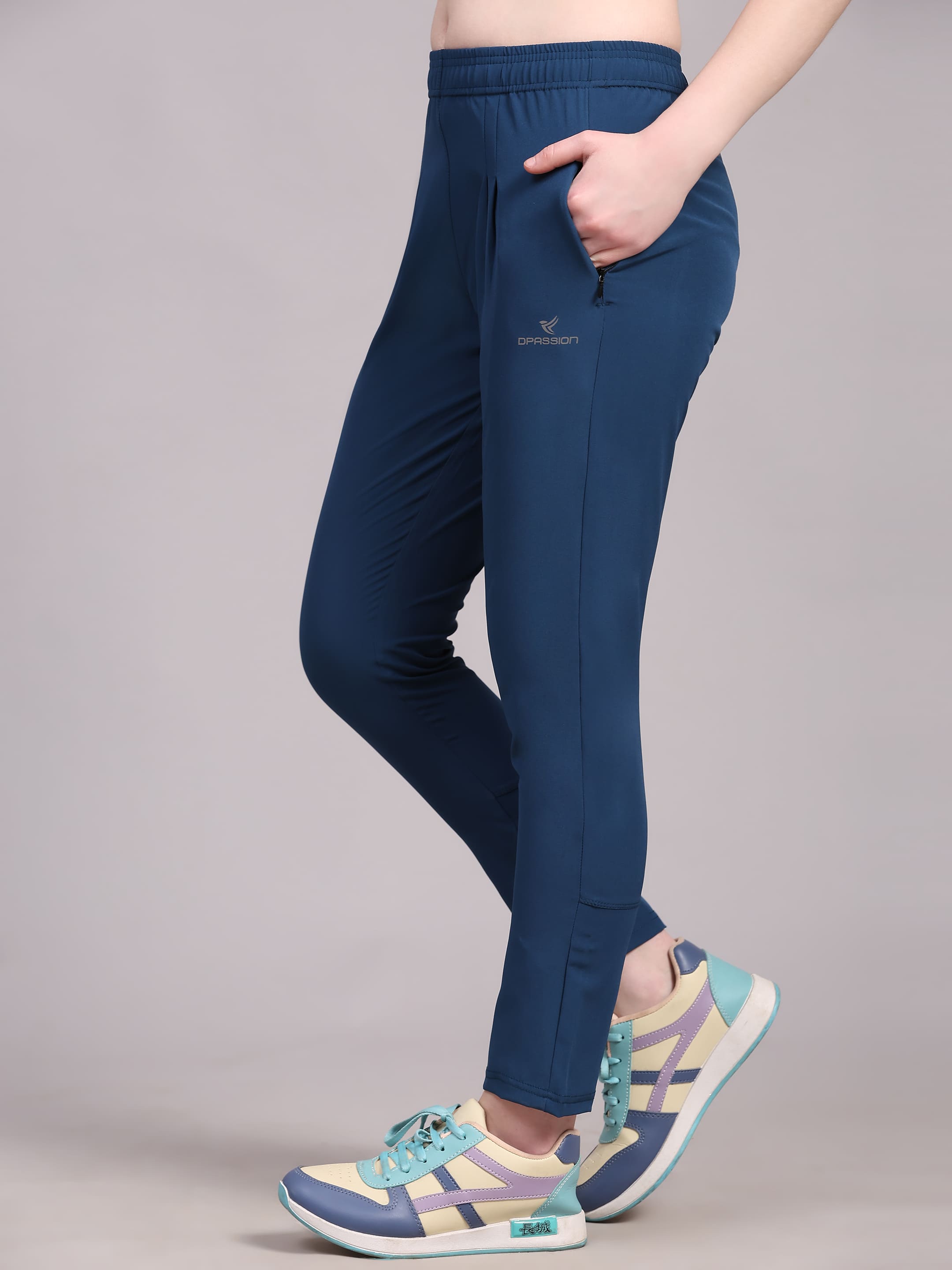 Dpassion Women Blue Slim Fit Training Pants Premium Activewear - Dpassion