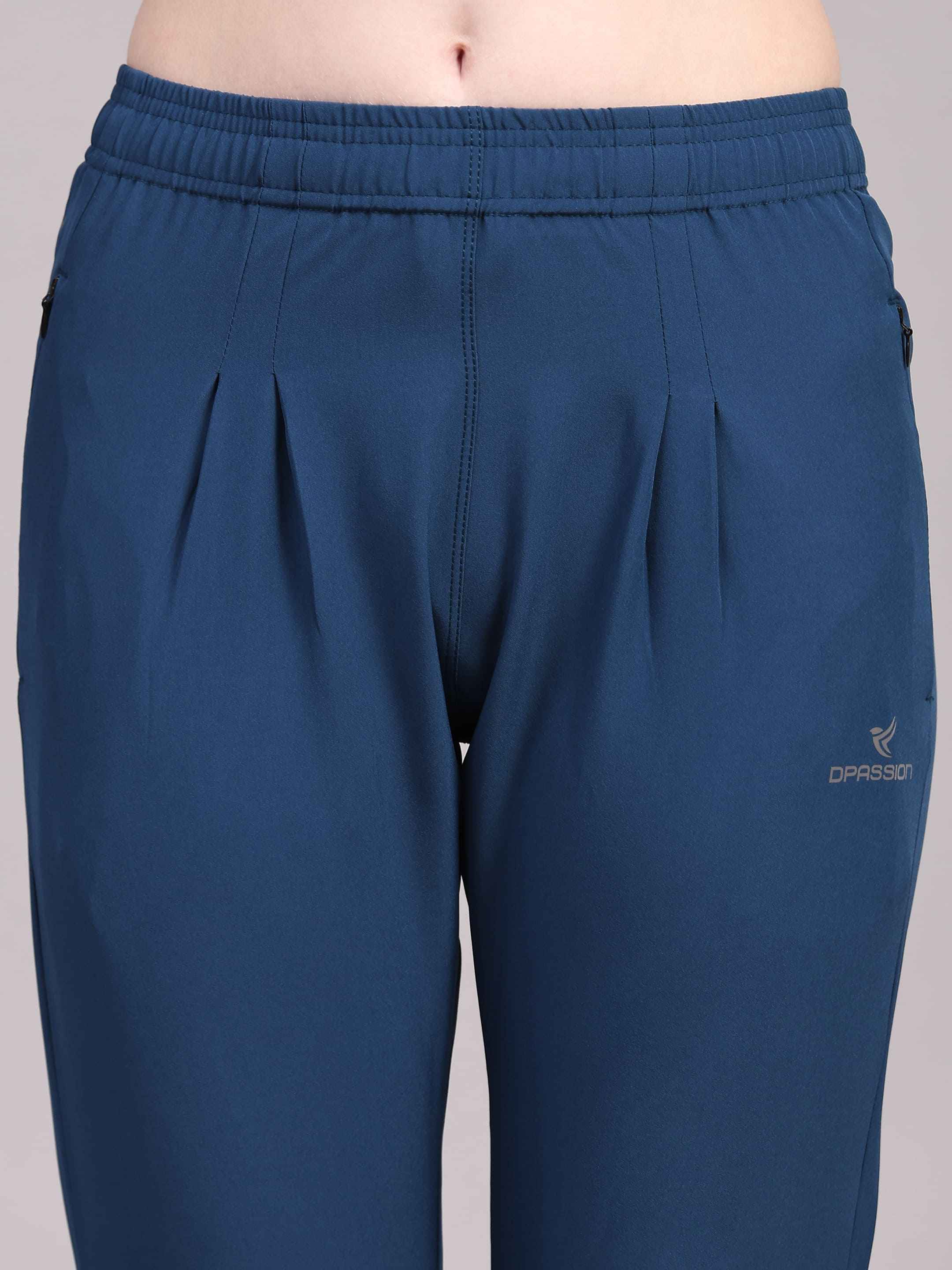 Dpassion Women Blue Slim Fit Training Pants Premium Activewear