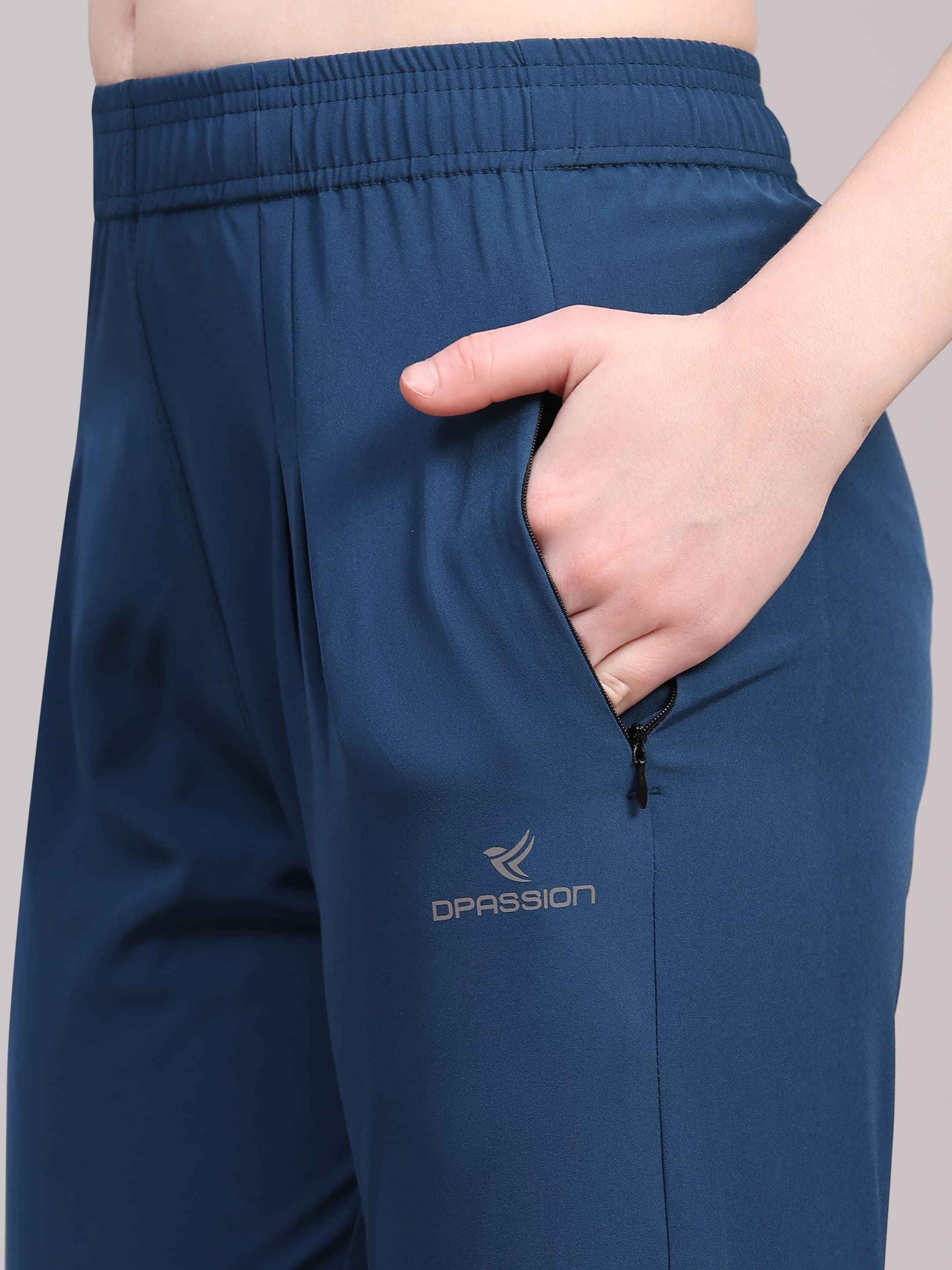Dpassion Women Blue Slim Fit Training Pants Premium Activewear