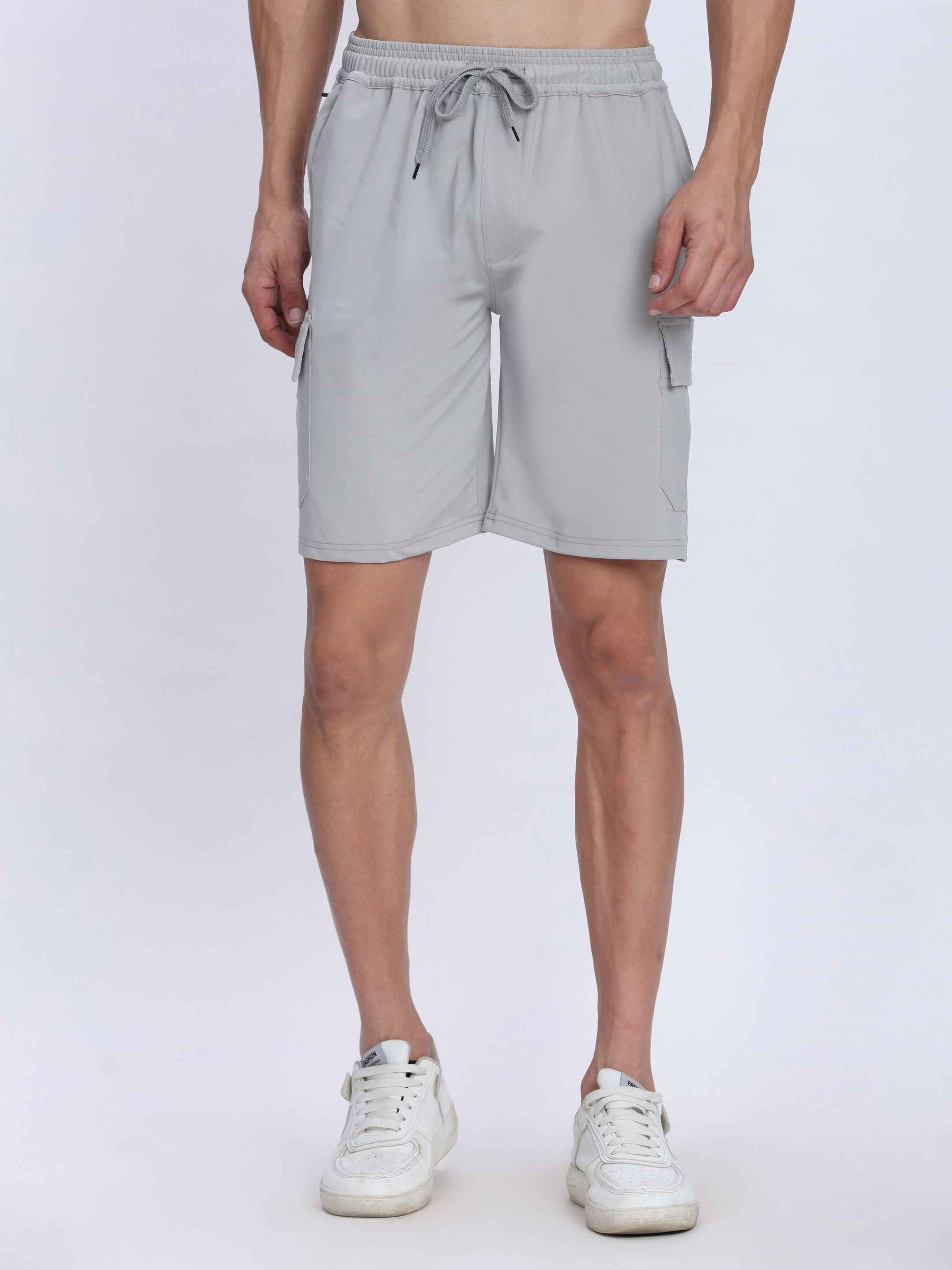 Dpassion Light Grey Cargo Training Shorts for Men Activewear