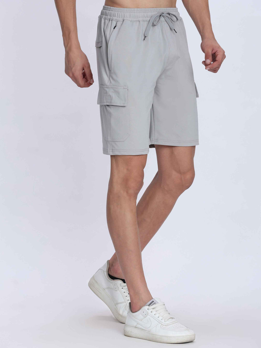Dpassion Light Grey Cargo Training Shorts for Men Activewear