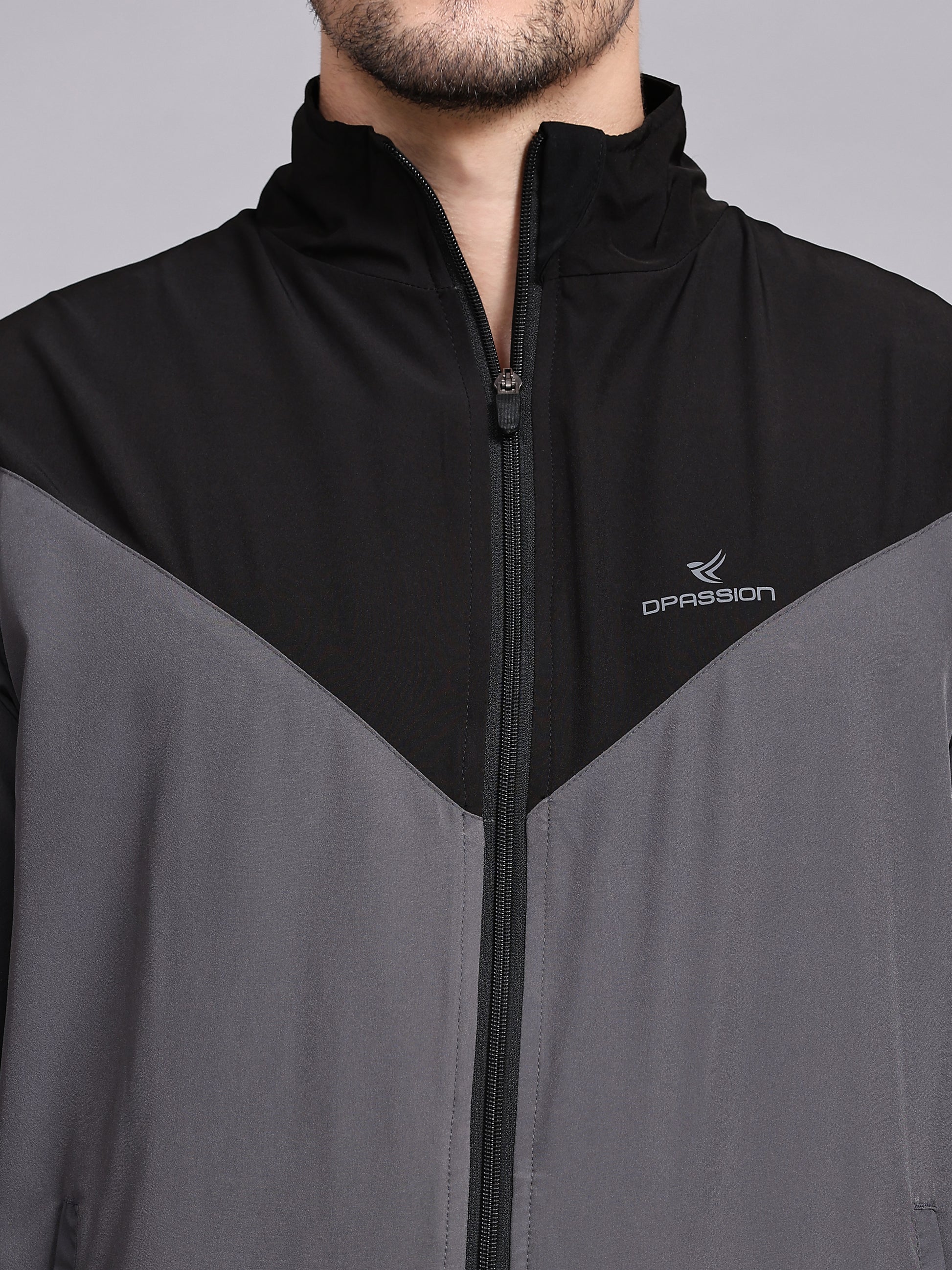 Dpassion Men Dual Tone Training Jacket Grey Black Sportswear - Dpassion