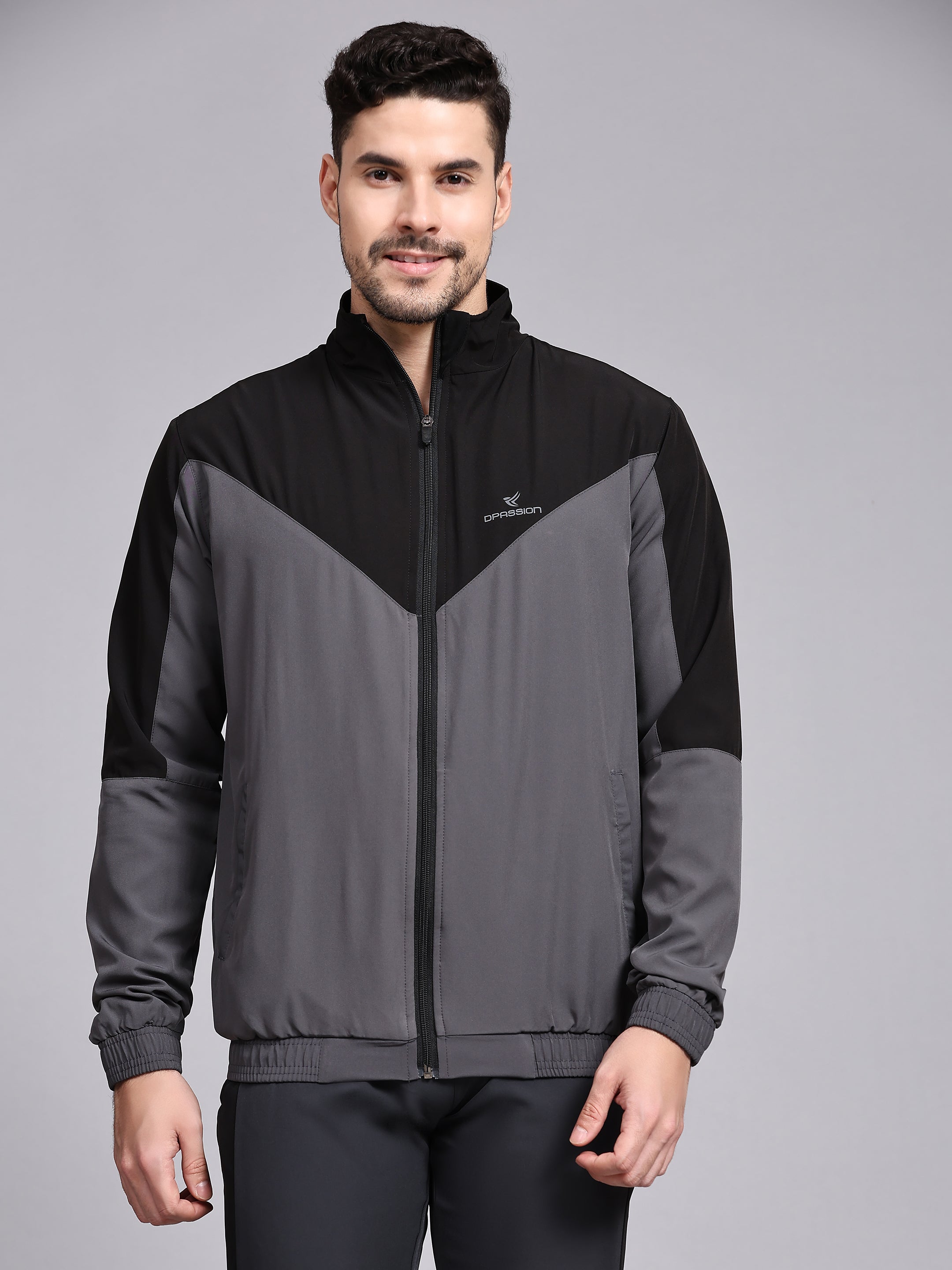 Dpassion Men Dual Tone Training Jacket Grey Black Sportswear - Dpassion