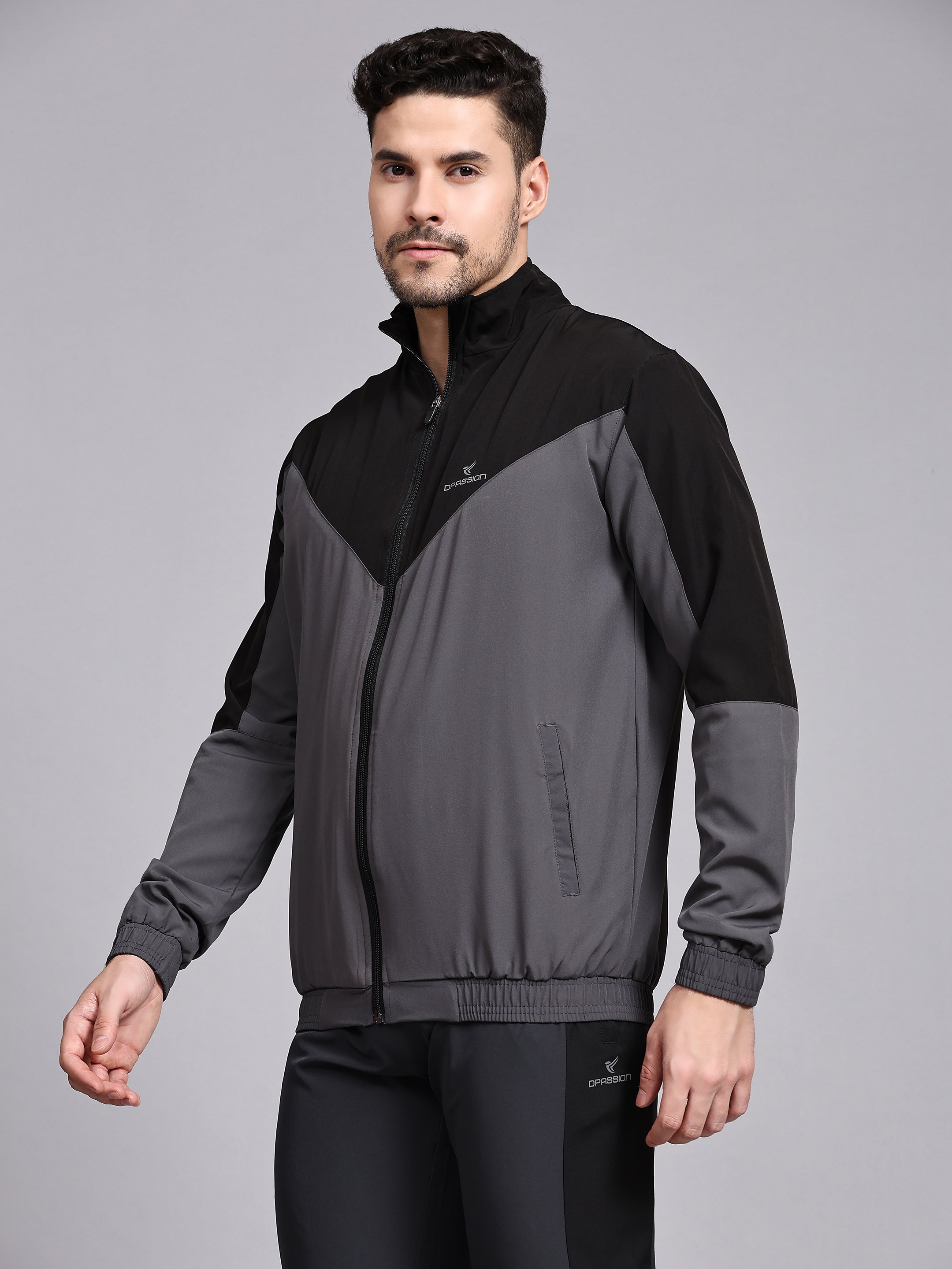Dpassion Men Dual Tone Training Jacket Grey Black Sportswear - Dpassion