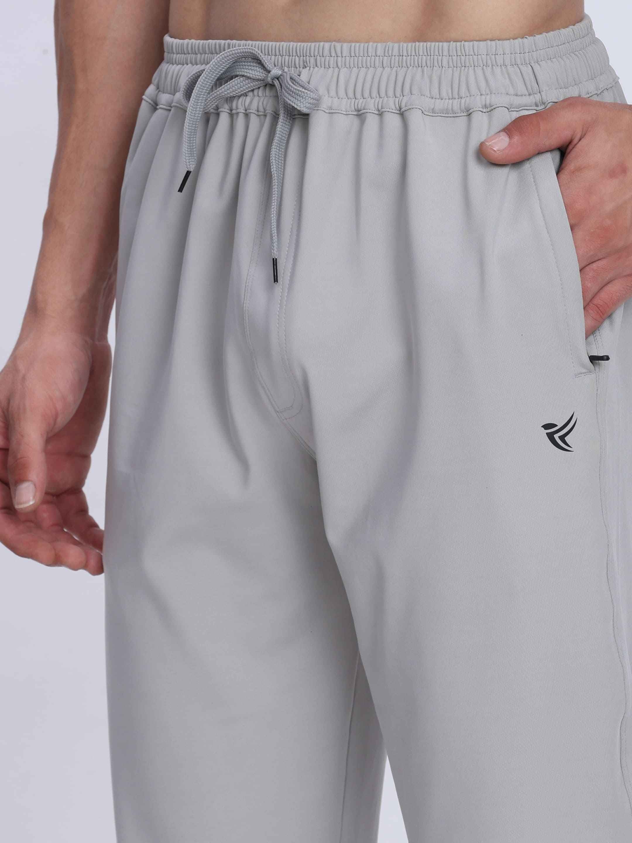 Dpassion Men Light Grey Joggers 4-Way Stretch Gym Trackpants Activewear