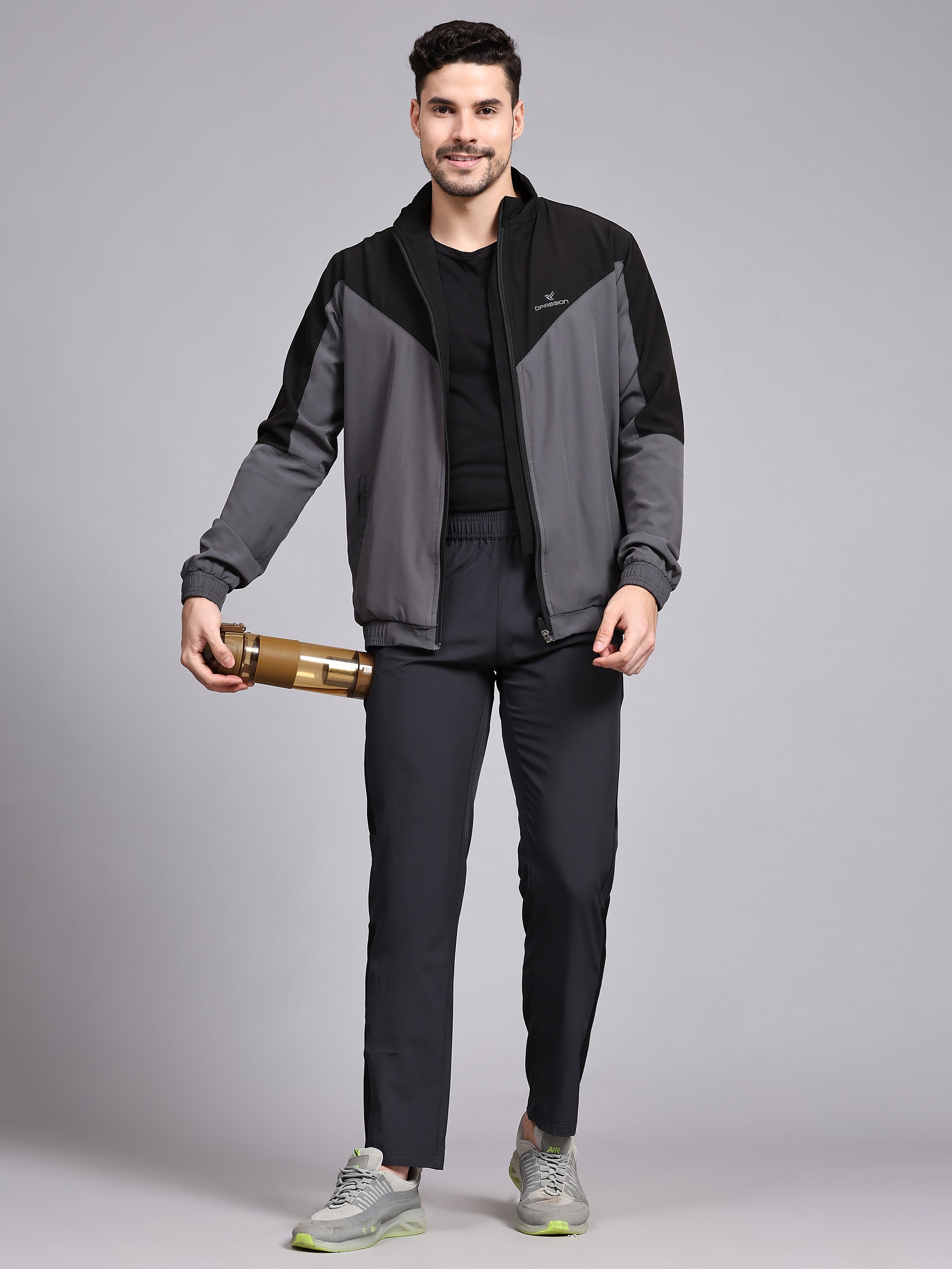 Dpassion Men Dual Tone Training Jacket Grey Black Sportswear - Dpassion