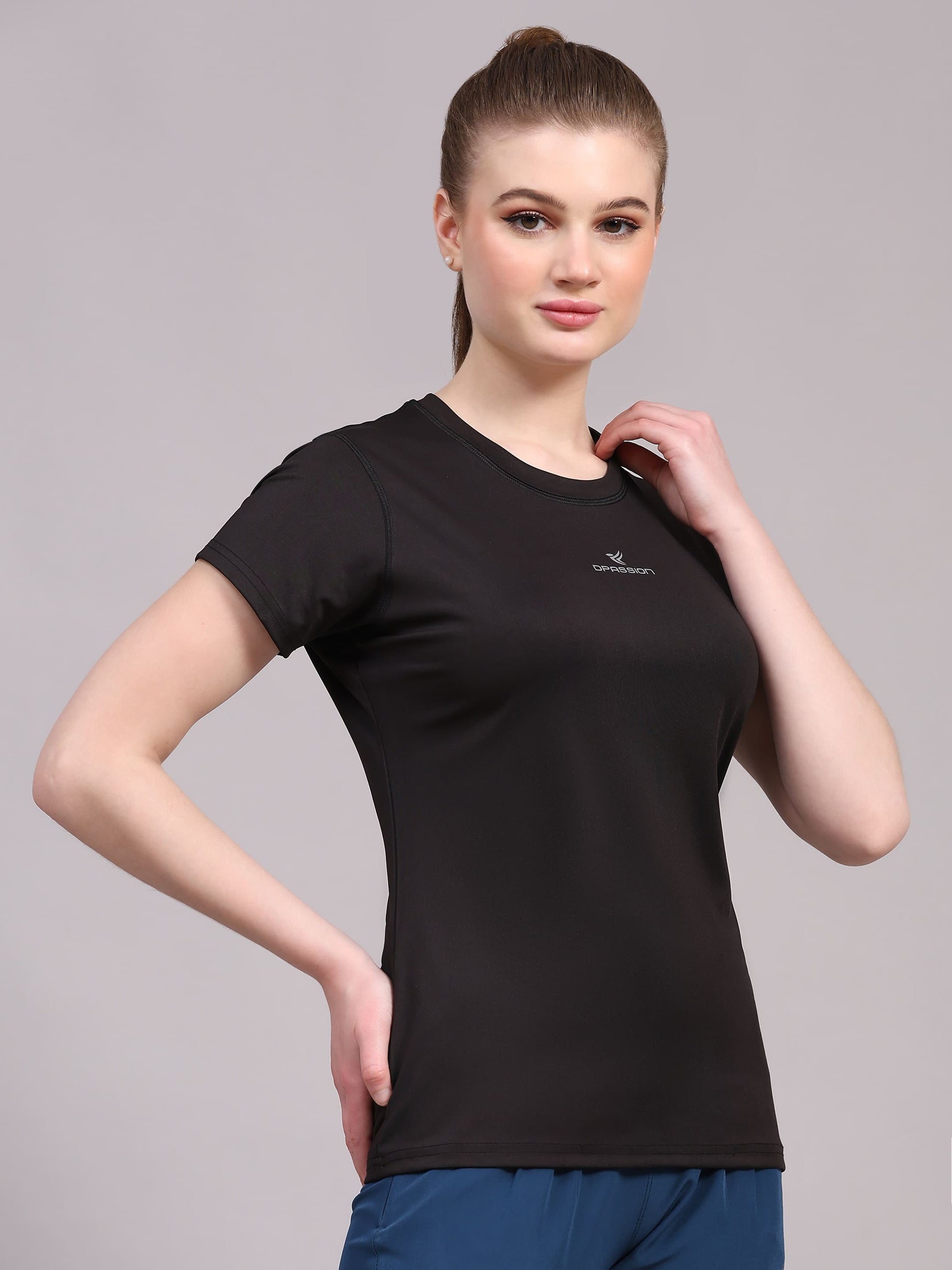 Dpassion Women CoreFlex Essential Black Performance T-Shirt - Dpassion