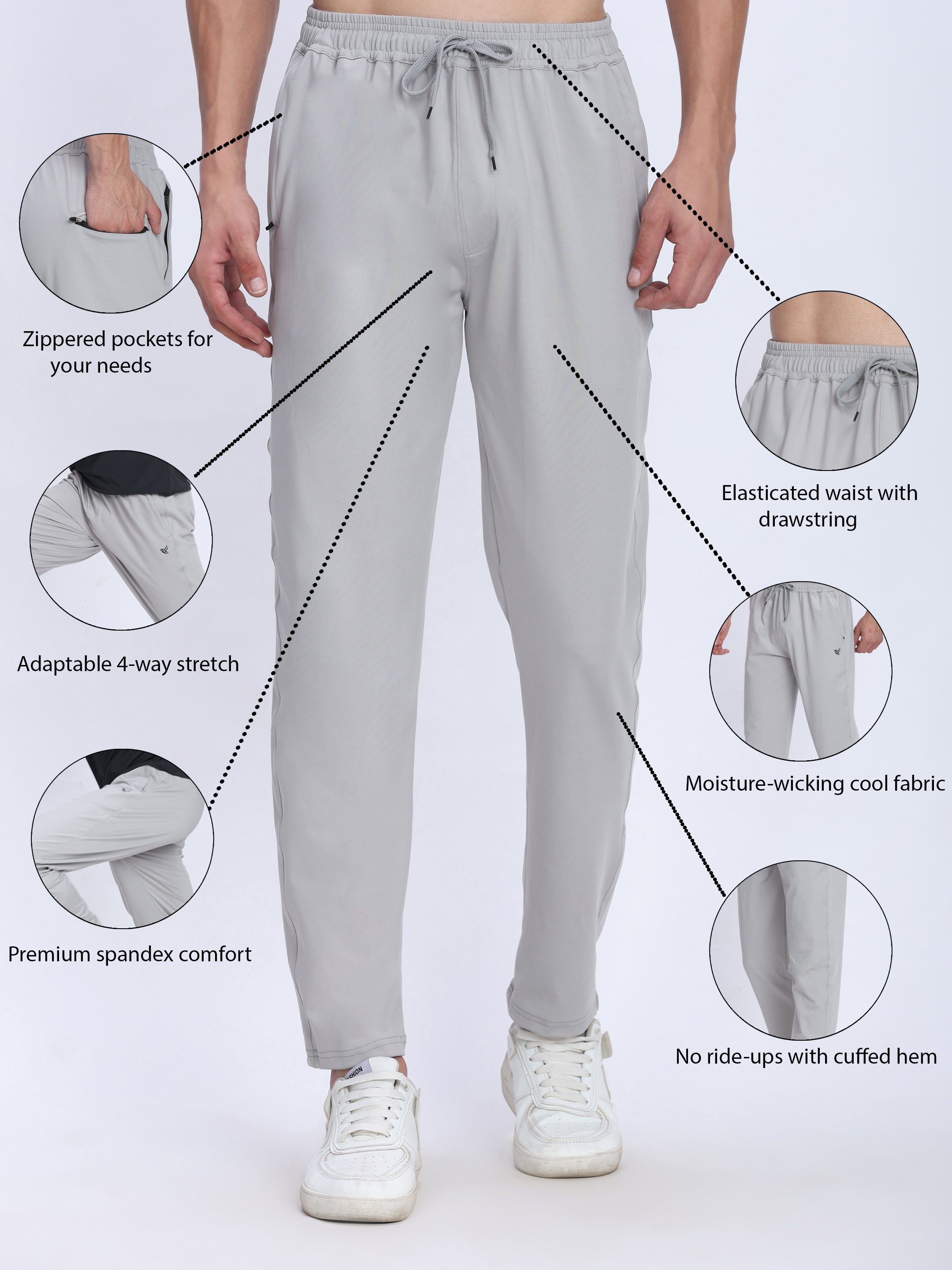 Men's Hyper-Flex Training Track Pant | Adaptive Drawstring, Zip Pockets & Premium Spandex Comfort