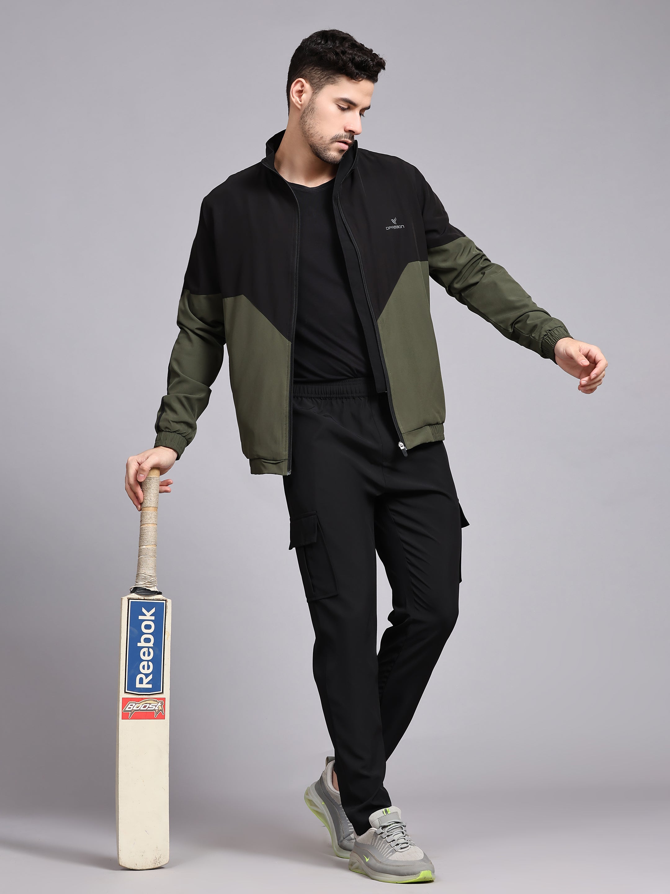 Dpassion Men Dual Tone Training Jacket Black Olive Sportswear - Dpassion