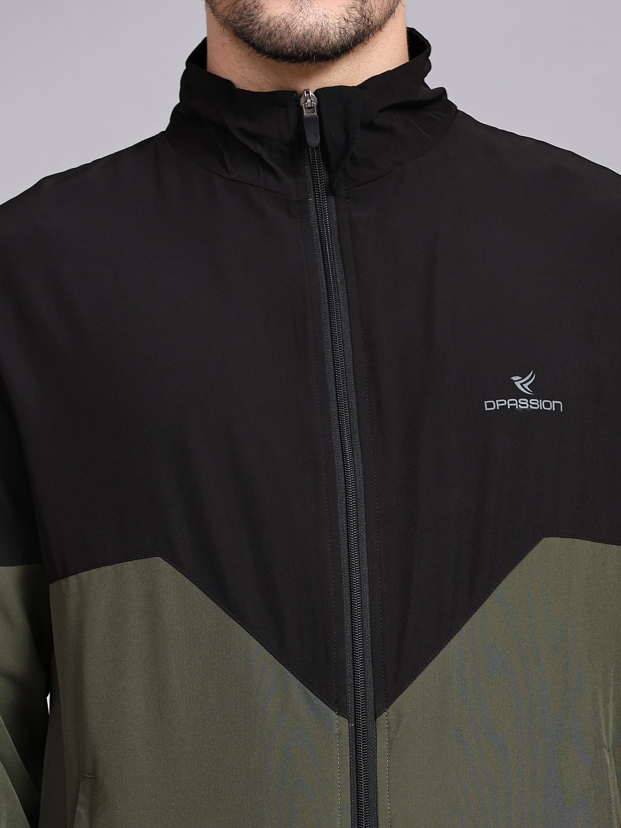 Dpassion Men Dual Tone Training Jacket Black Olive Sportswear - Dpassion