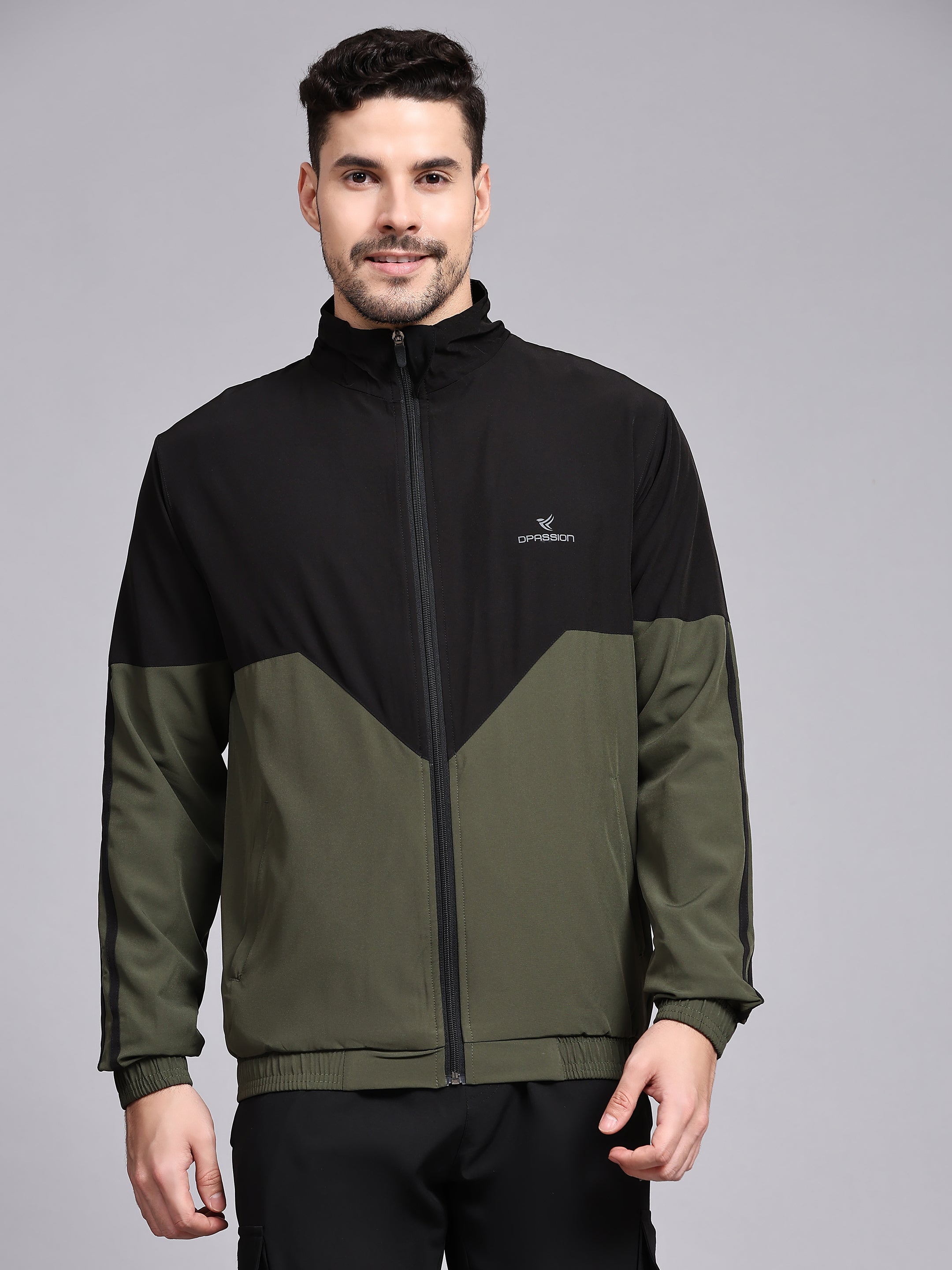 Dpassion Men Dual Tone Training Jacket Black Olive Sportswear - Dpassion