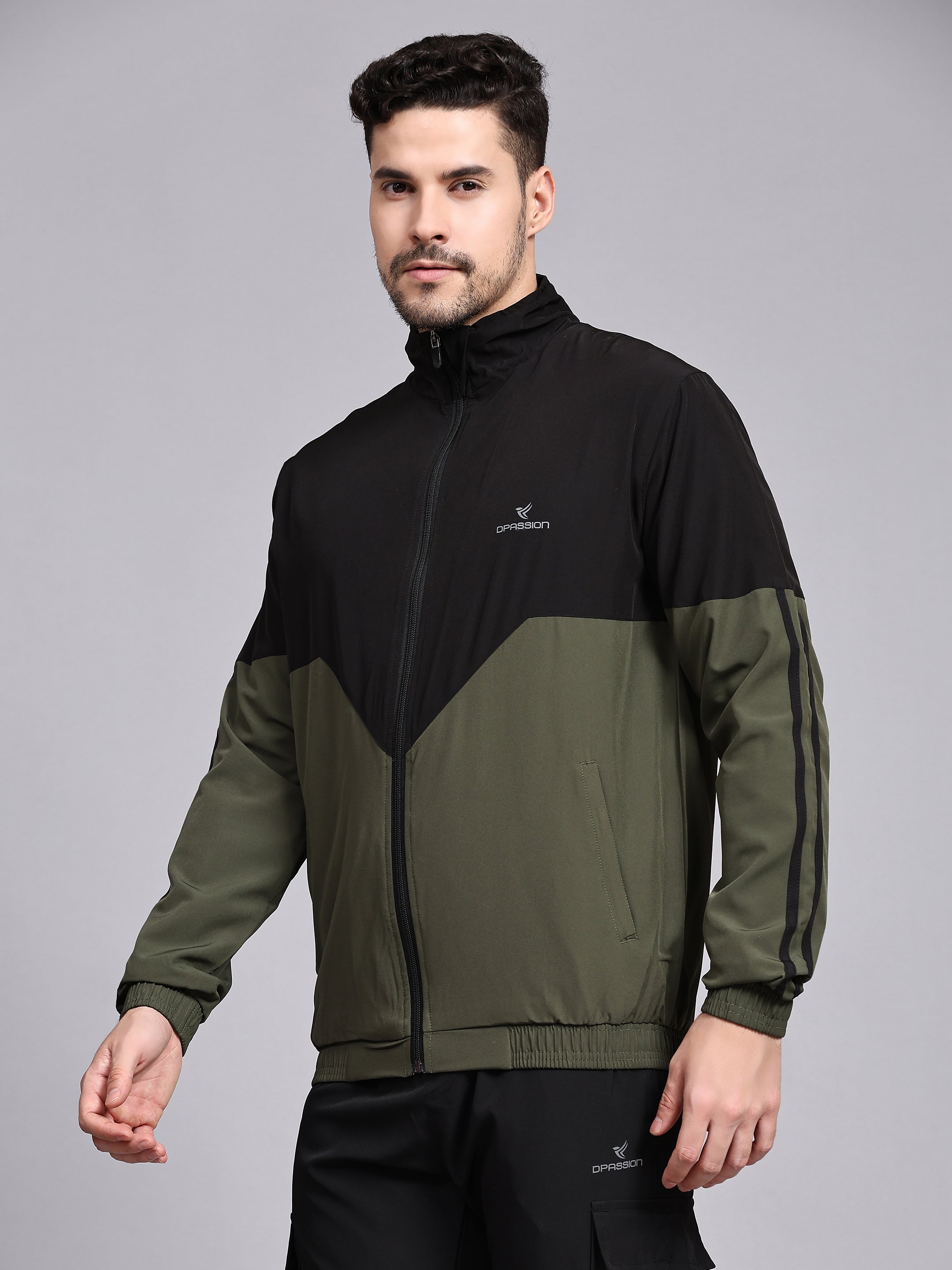 Dpassion Men Dual Tone Training Jacket Black Olive Sportswear - Dpassion