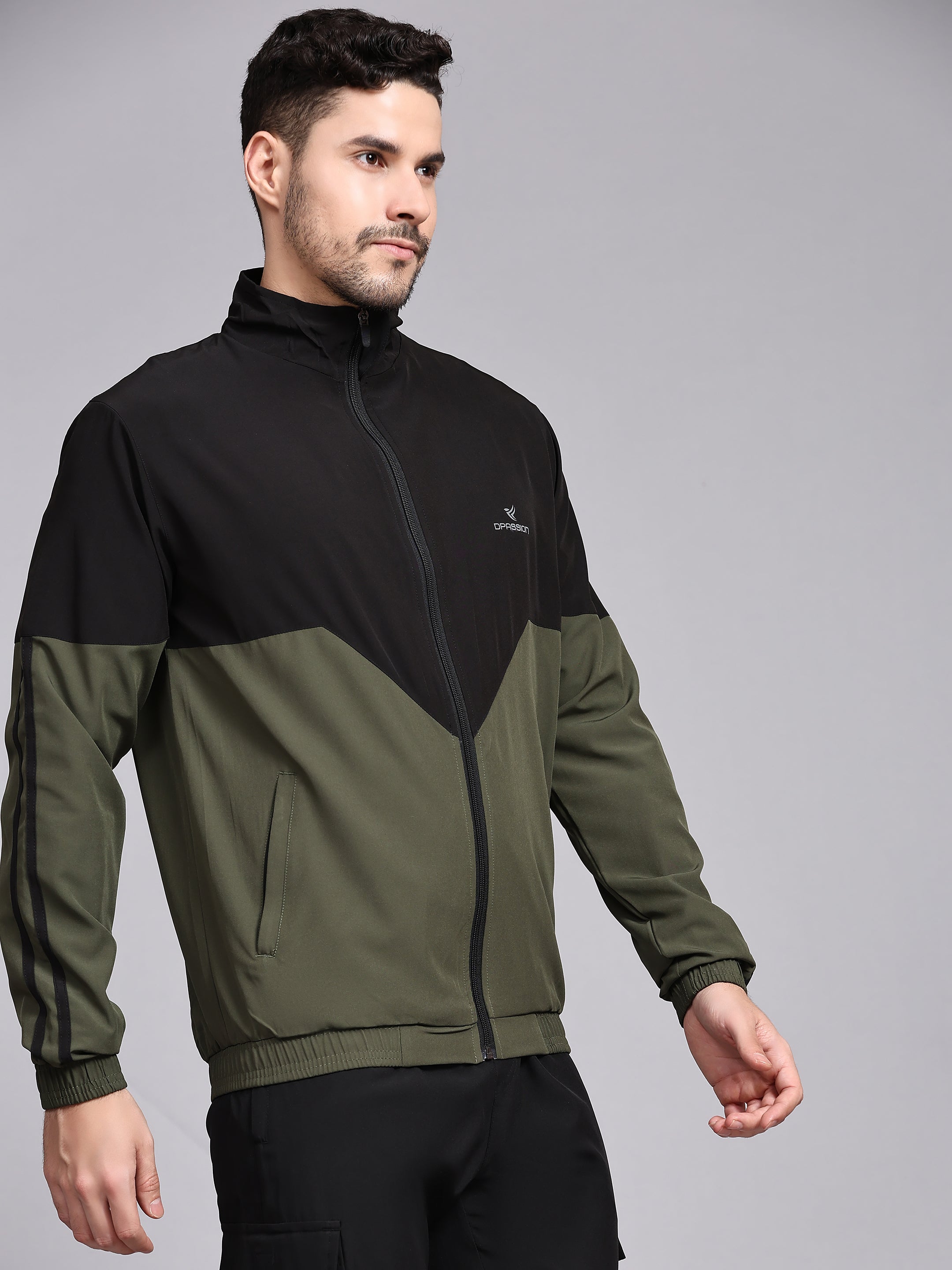Dpassion Men Dual Tone Training Jacket Black Olive Sportswear - Dpassion