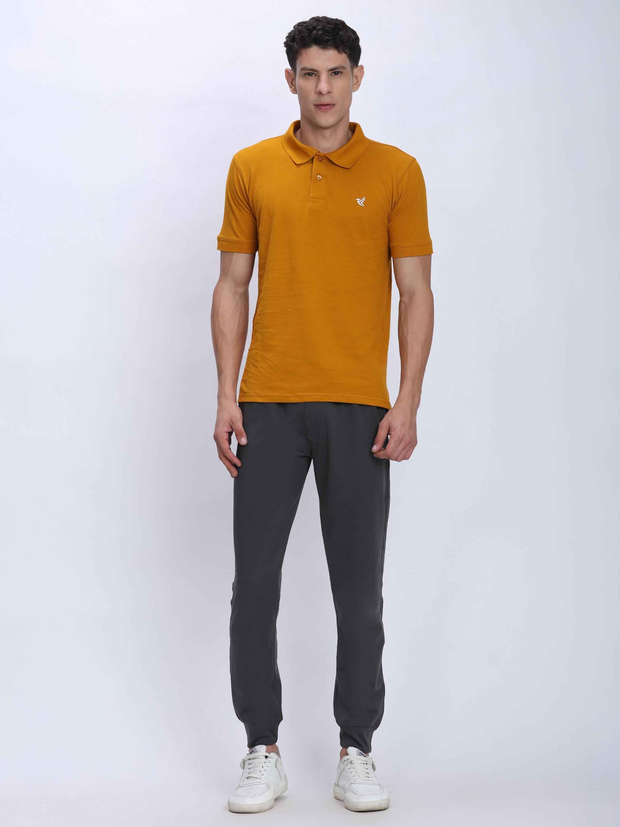 Dpassion Premium Mustard Cotton Polo T-Shirt Performance Activewear
