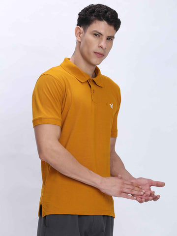 Dpassion Premium Mustard Cotton Polo T-Shirt Performance Activewear