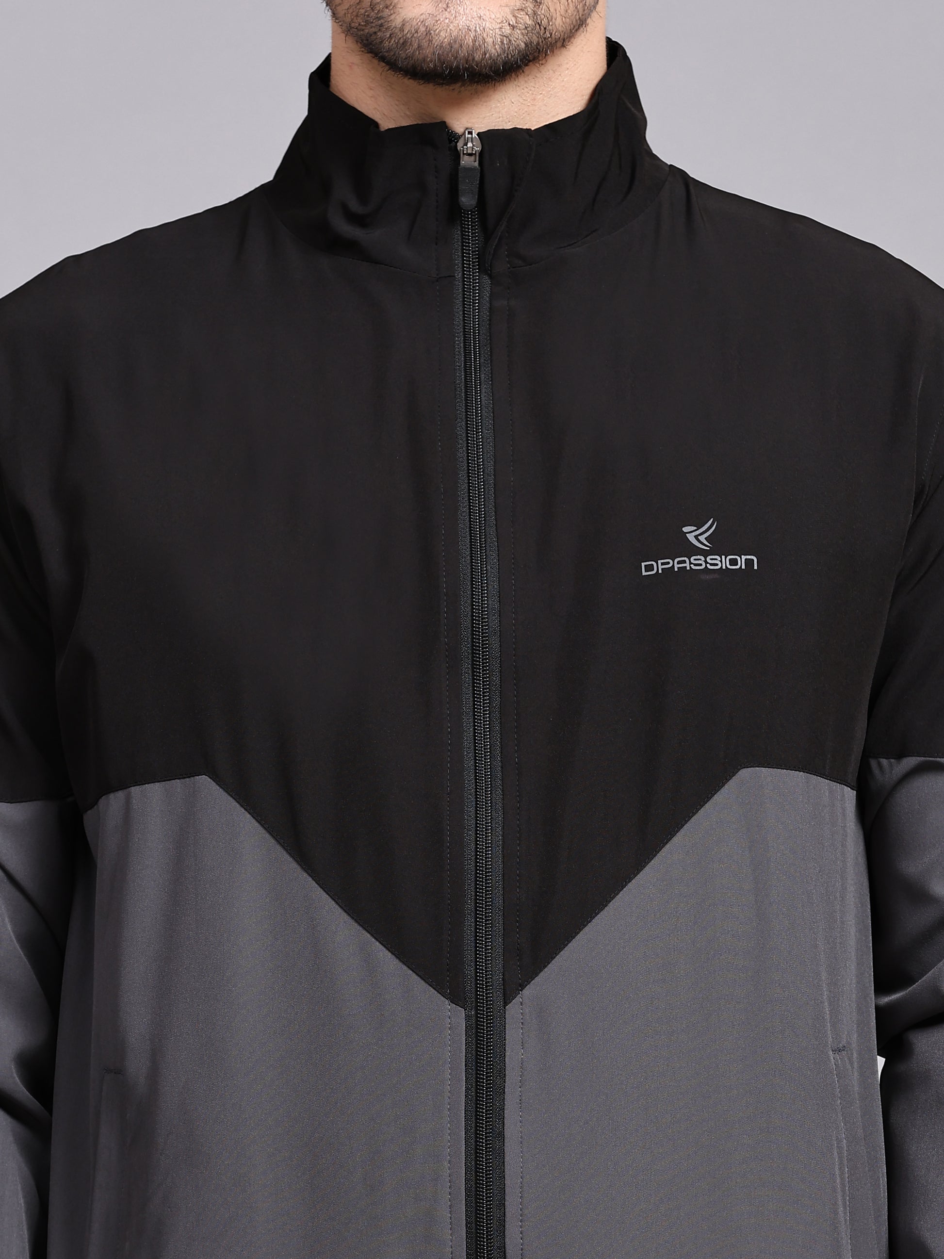 Dpassion Men Dual Tone Training Jacket Black Grey Sportswear - Dpassion