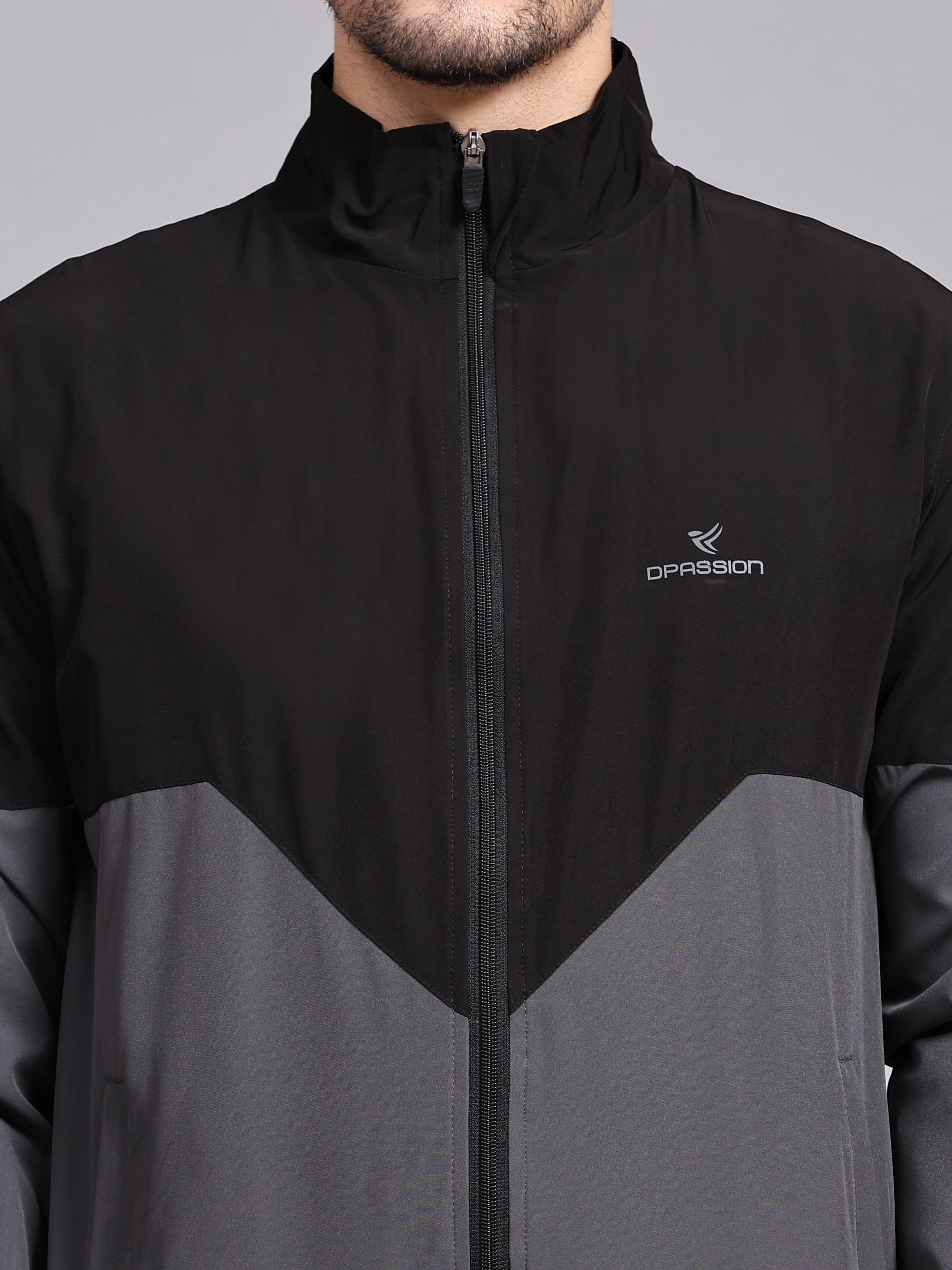 Dpassion Men Dual Tone Training Jacket Black Grey Sportswear - Dpassion