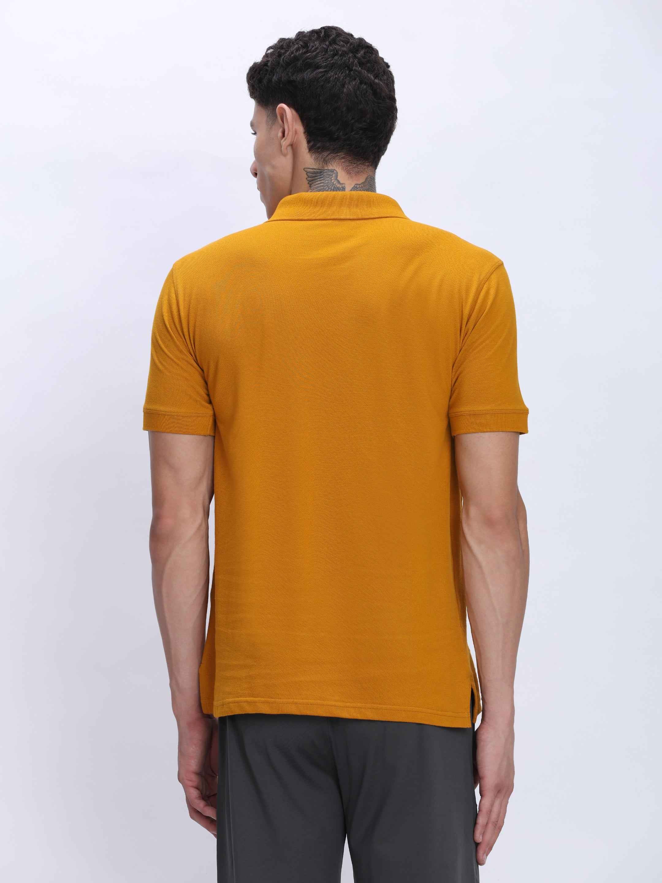 Dpassion Premium Mustard Cotton Polo T-Shirt Performance Activewear