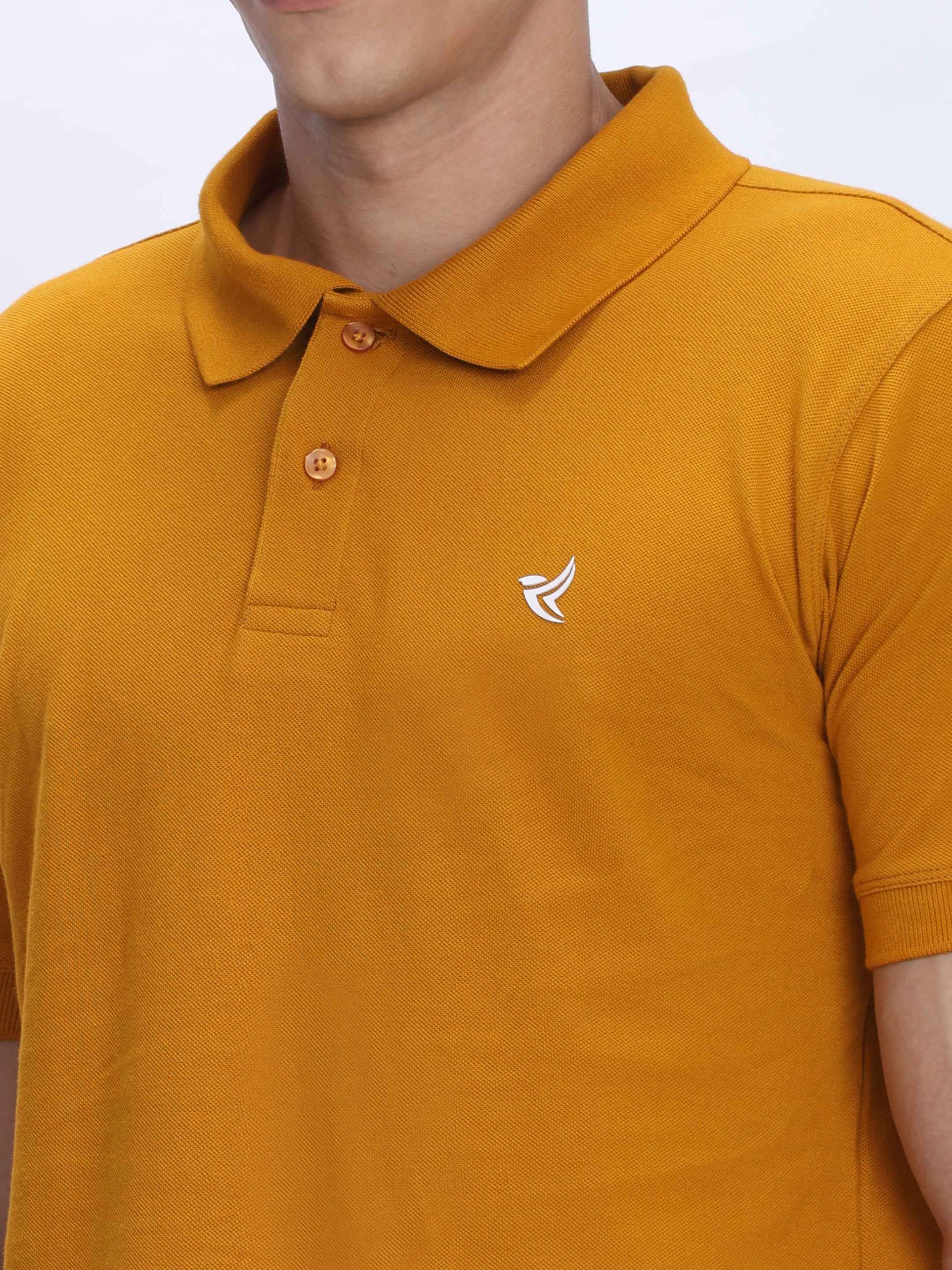 Dpassion Premium Mustard Cotton Polo T-Shirt Performance Activewear