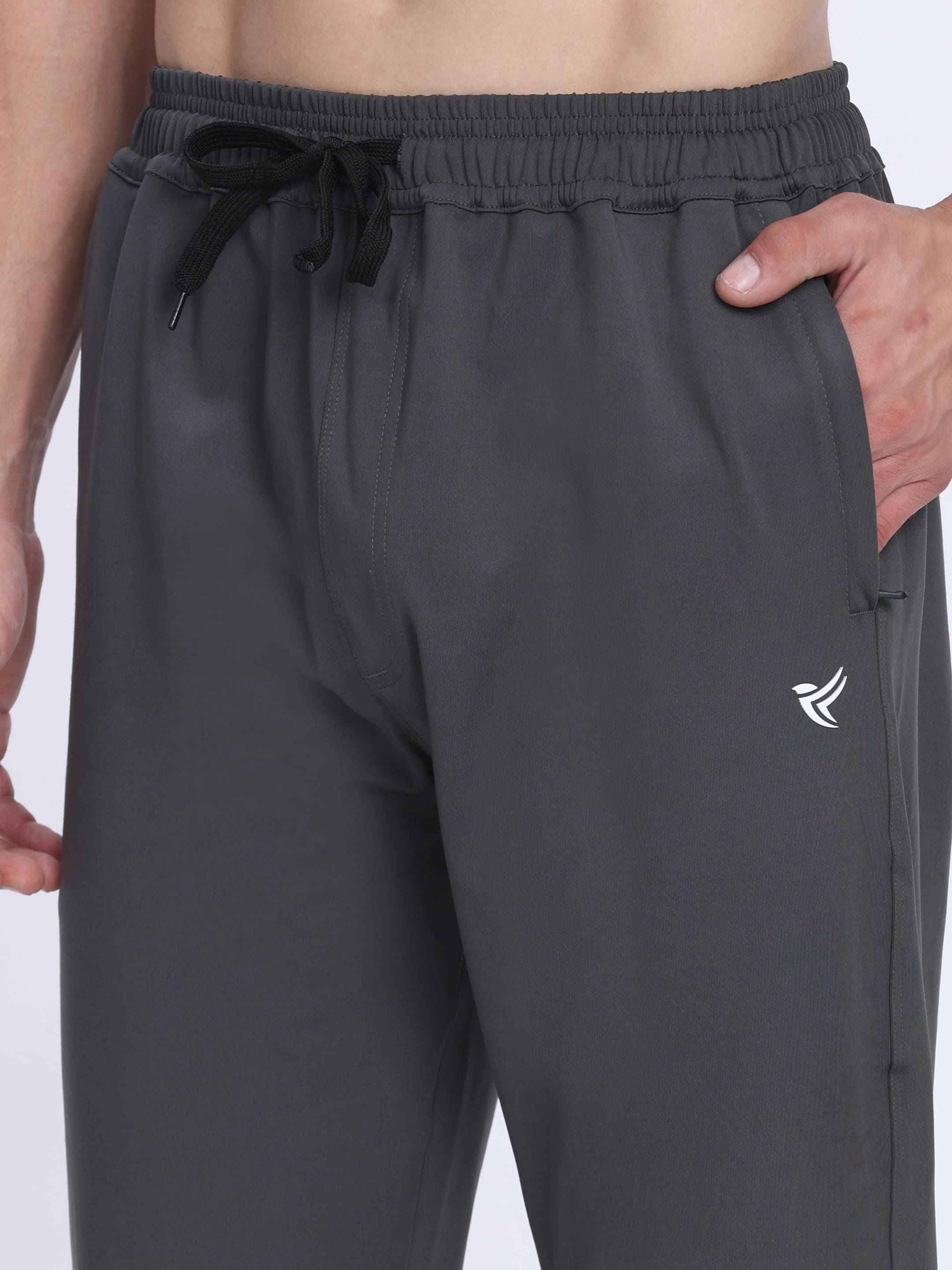 Dpassion Men Grey Joggers 4-Way Stretch Gym Trackpants Activewear