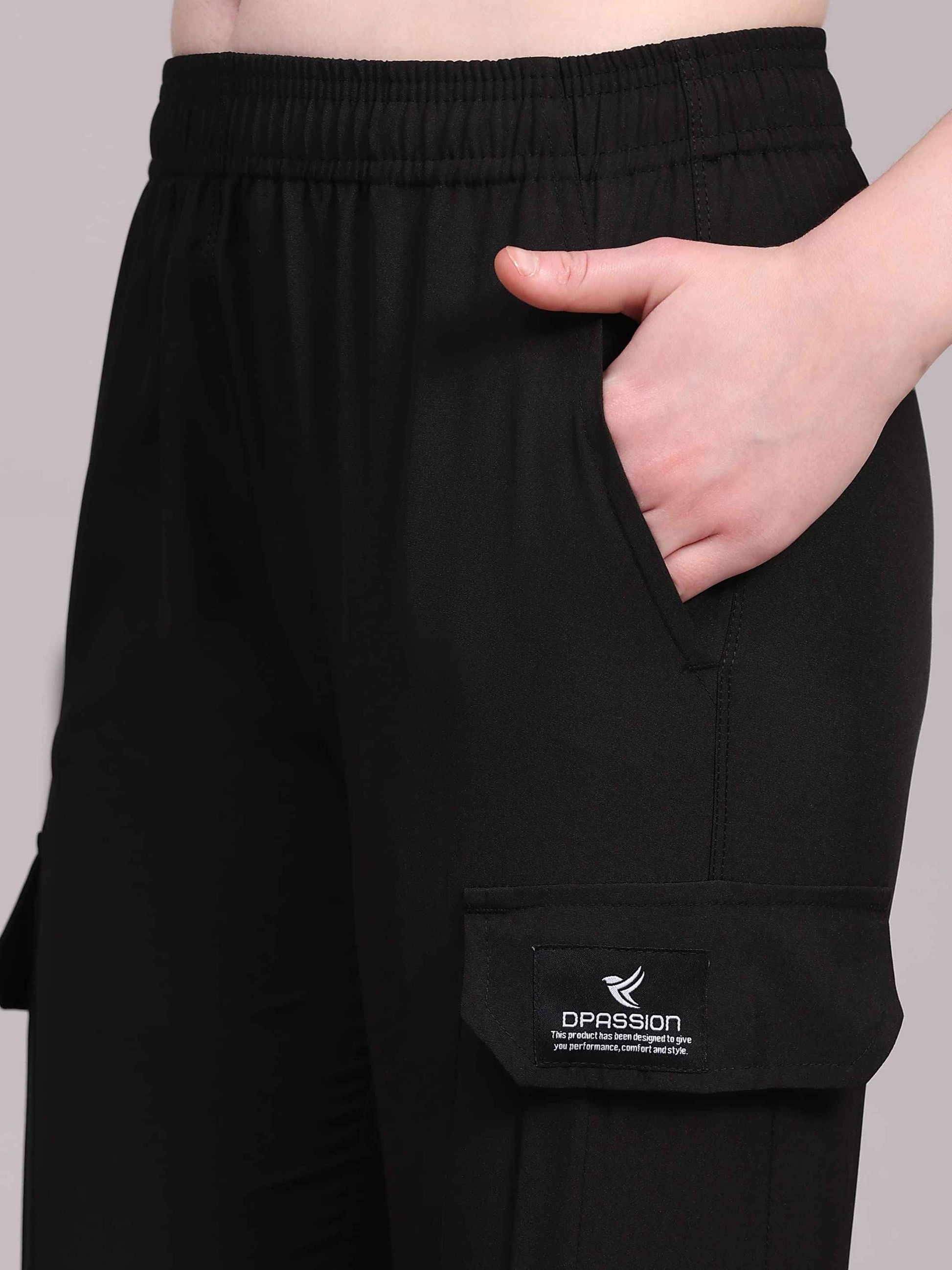 Dpassion Women’s Black Slim Fit Training Track Pants Activewear