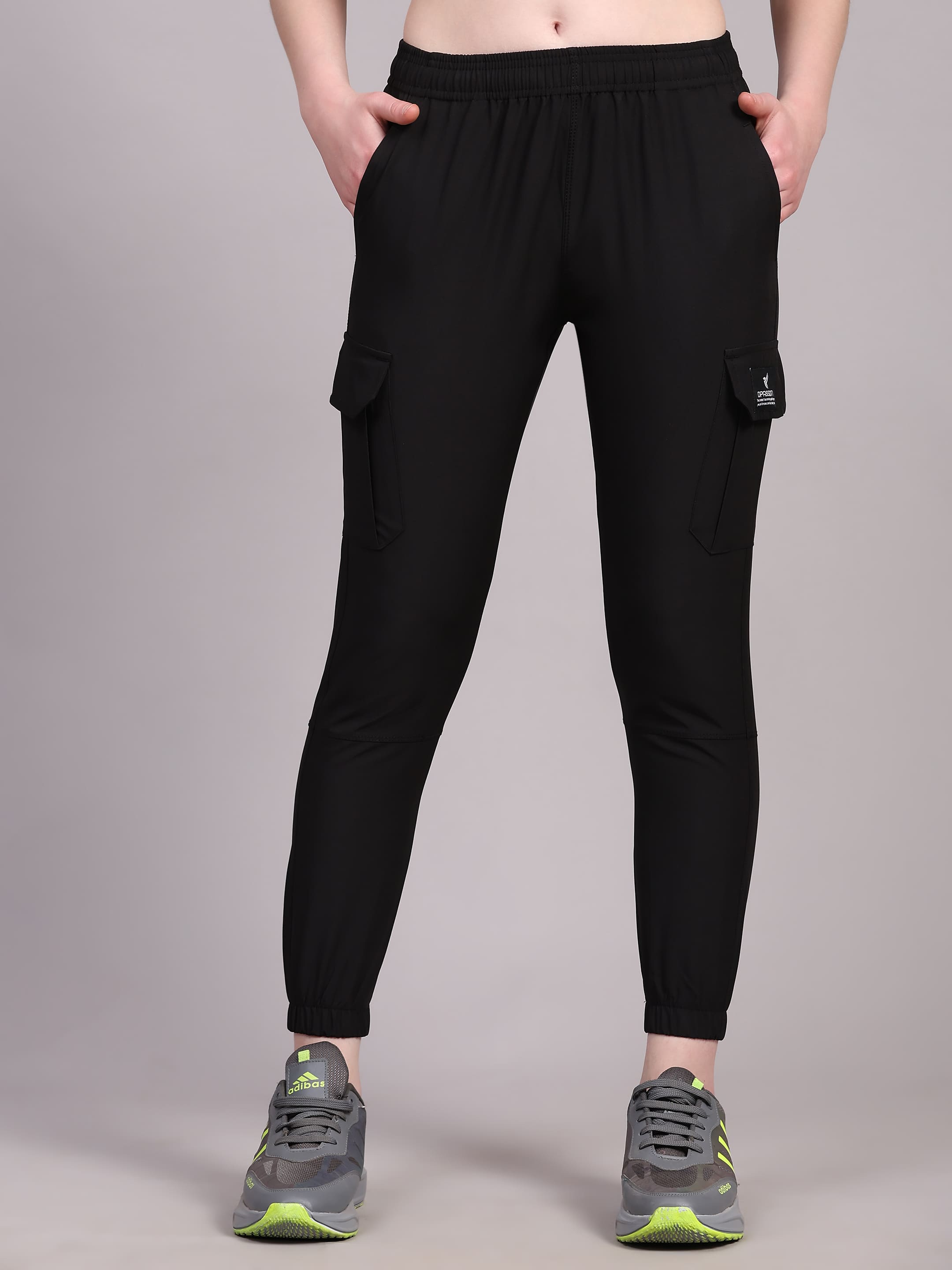 Dpassion Women’s Black Slim Fit Training Track Pants Activewear - Dpassion