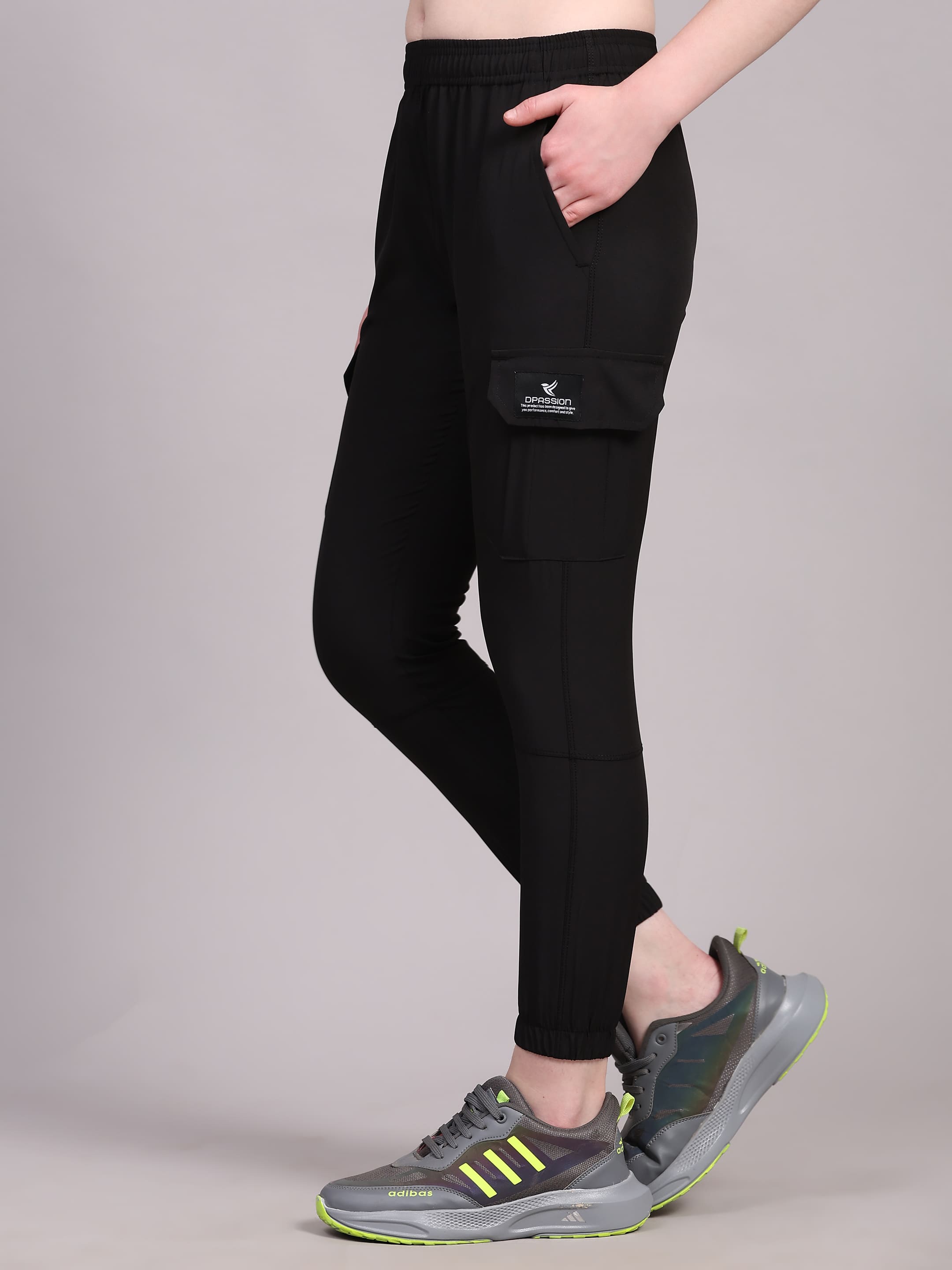Dpassion Women’s Black Slim Fit Training Track Pants Activewear - Dpassion
