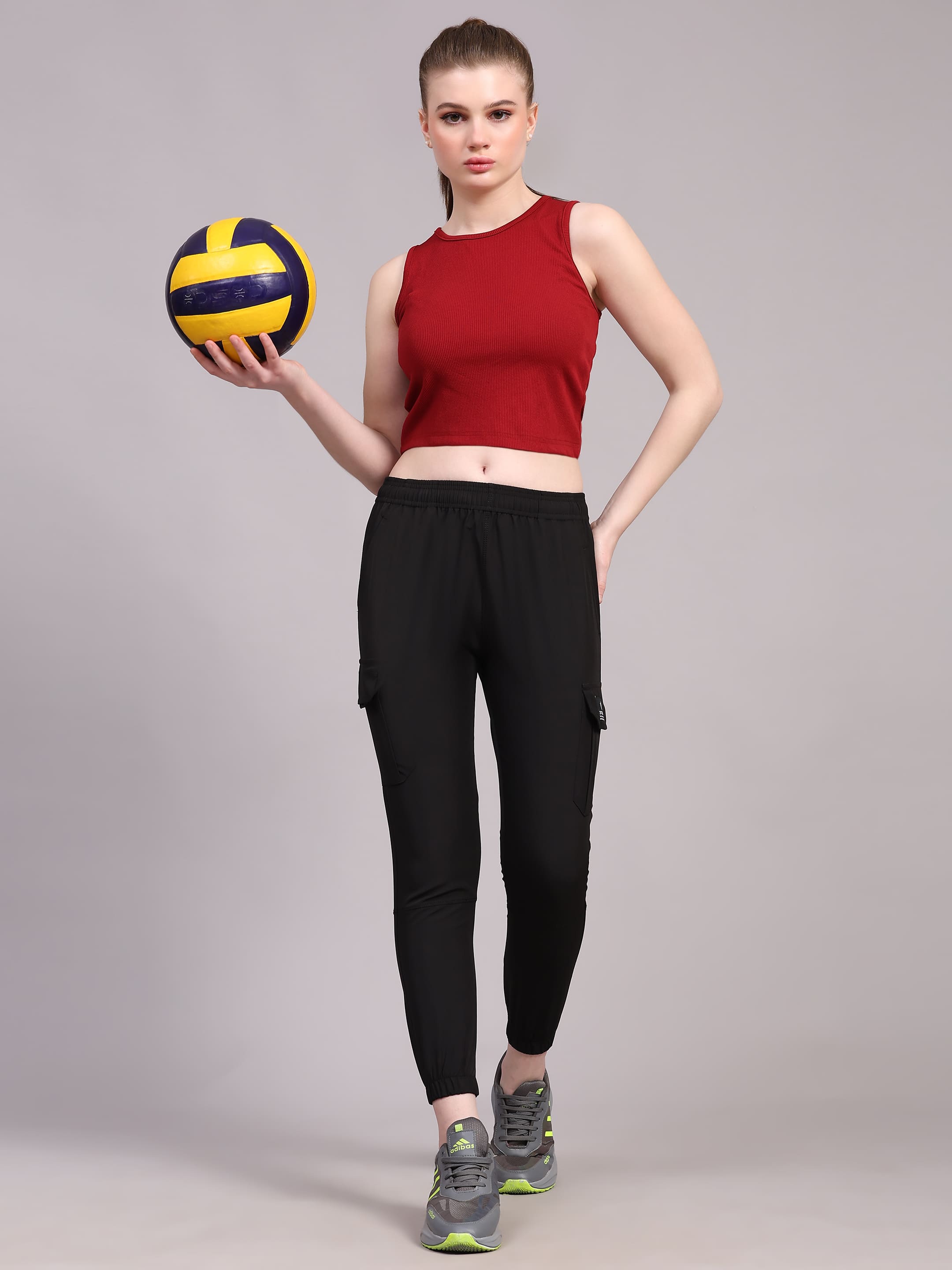 Dpassion Women’s Black Slim Fit Training Track Pants Activewear - Dpassion