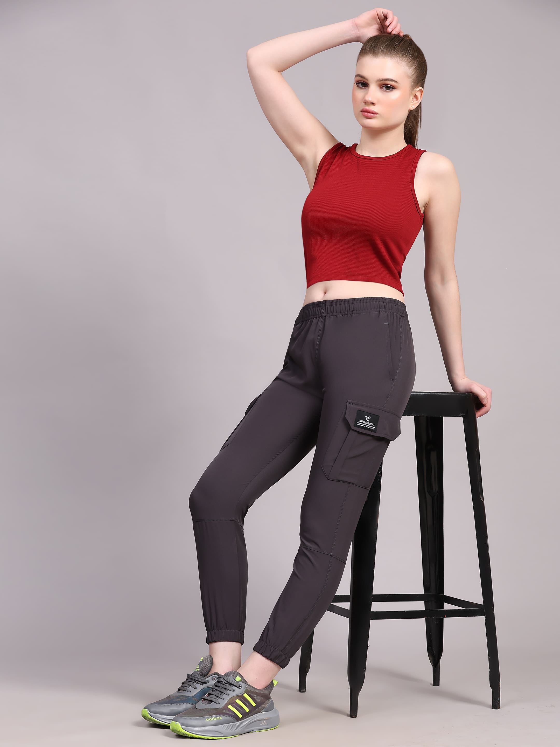 Dpassion Women’s Dark Brown Slim Fit Training Track Pants - Dpassion