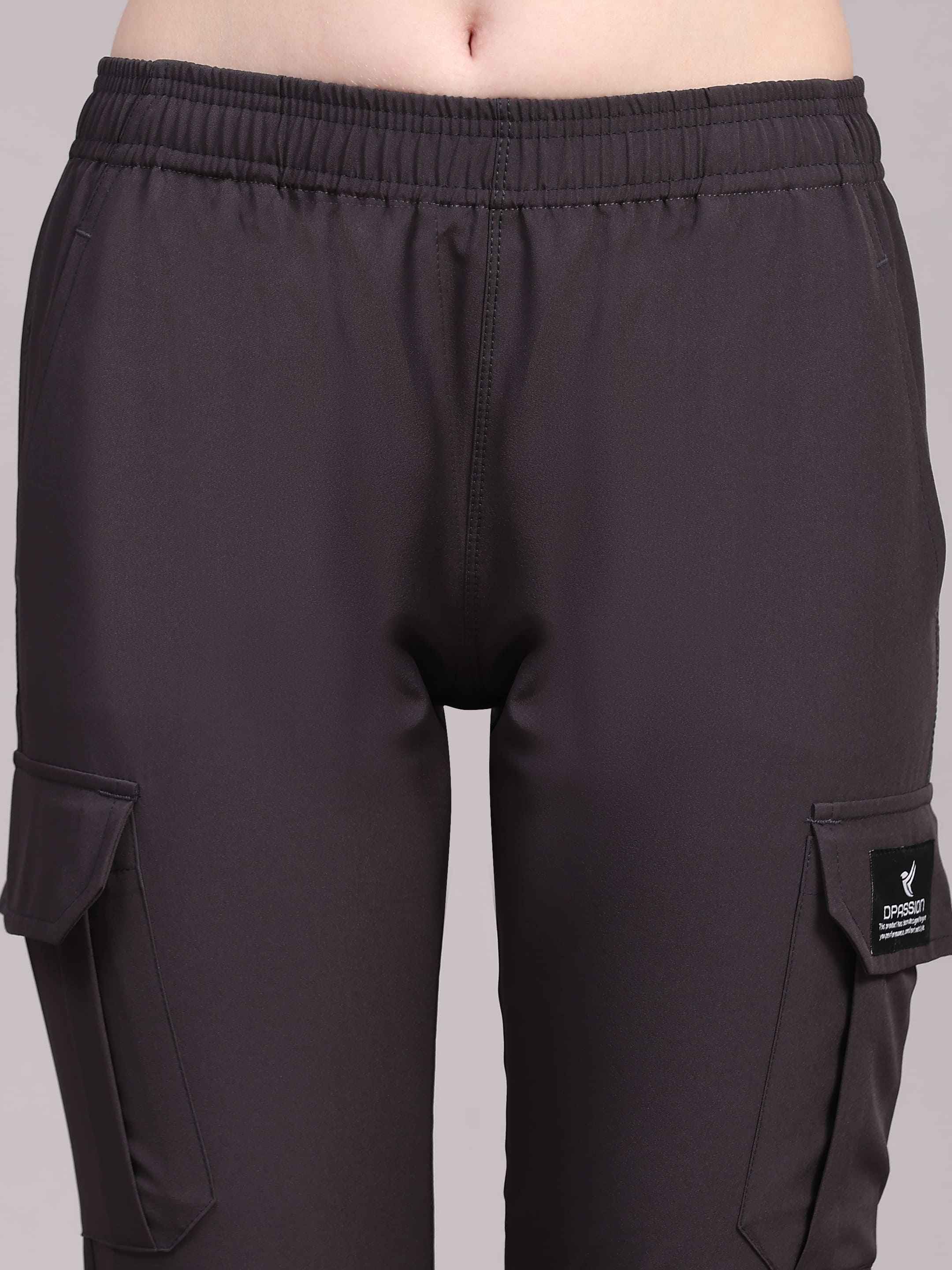 Dpassion Women’s Dark Brown Slim Fit Training Track Pants